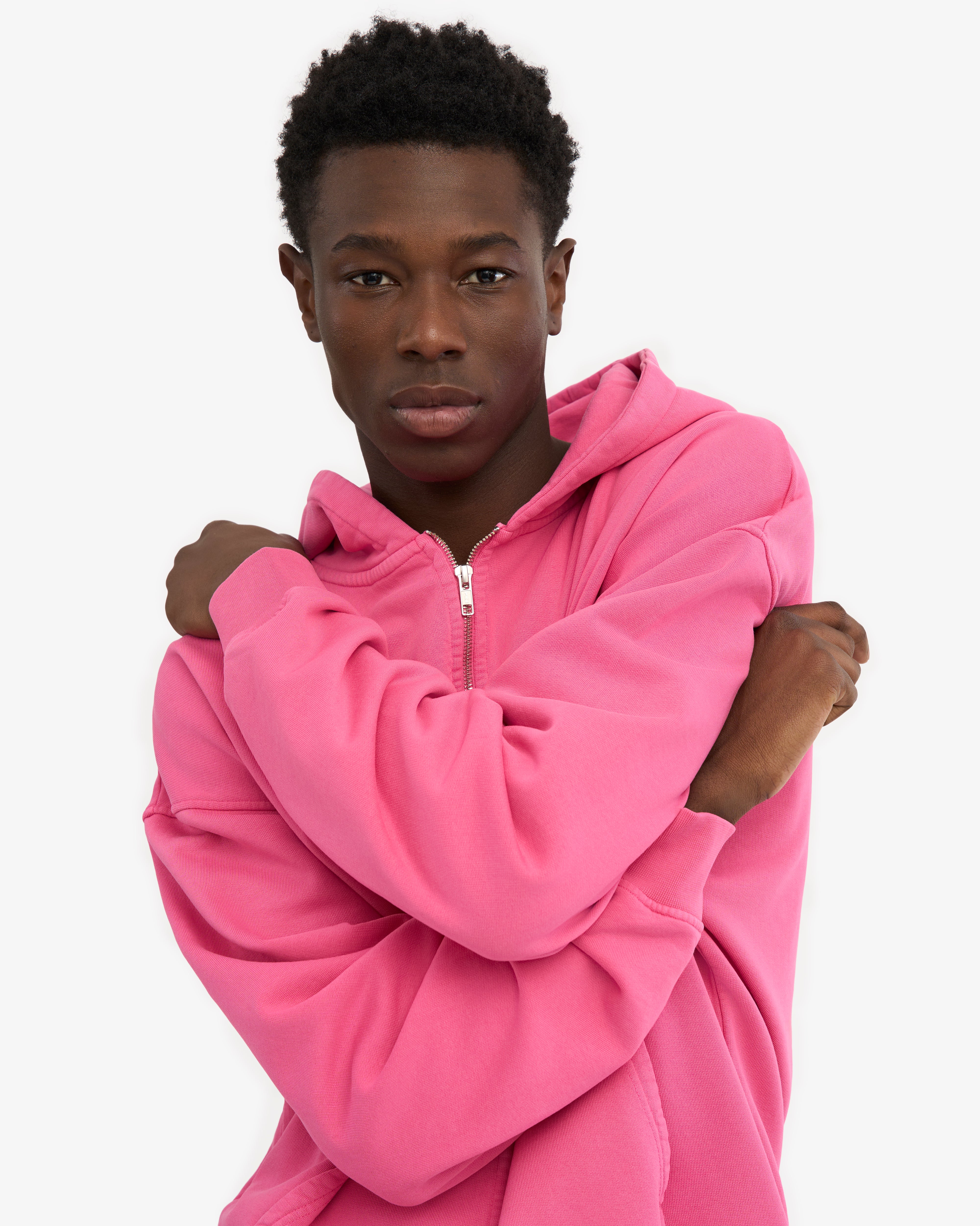 Organic Oversized Zip Hood - Bubblegum Pink