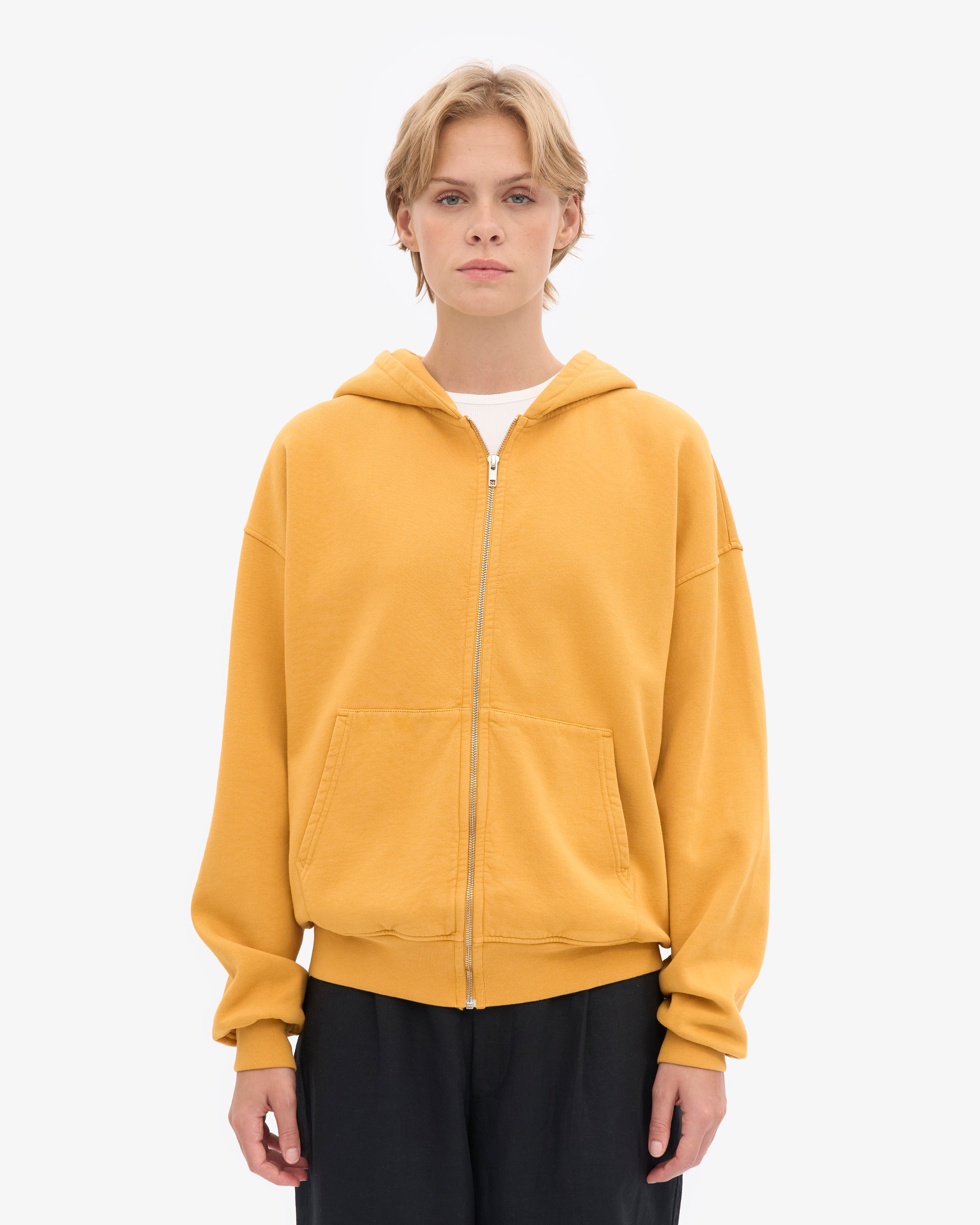 Organic Oversized Zip Hood - Burned Yellow