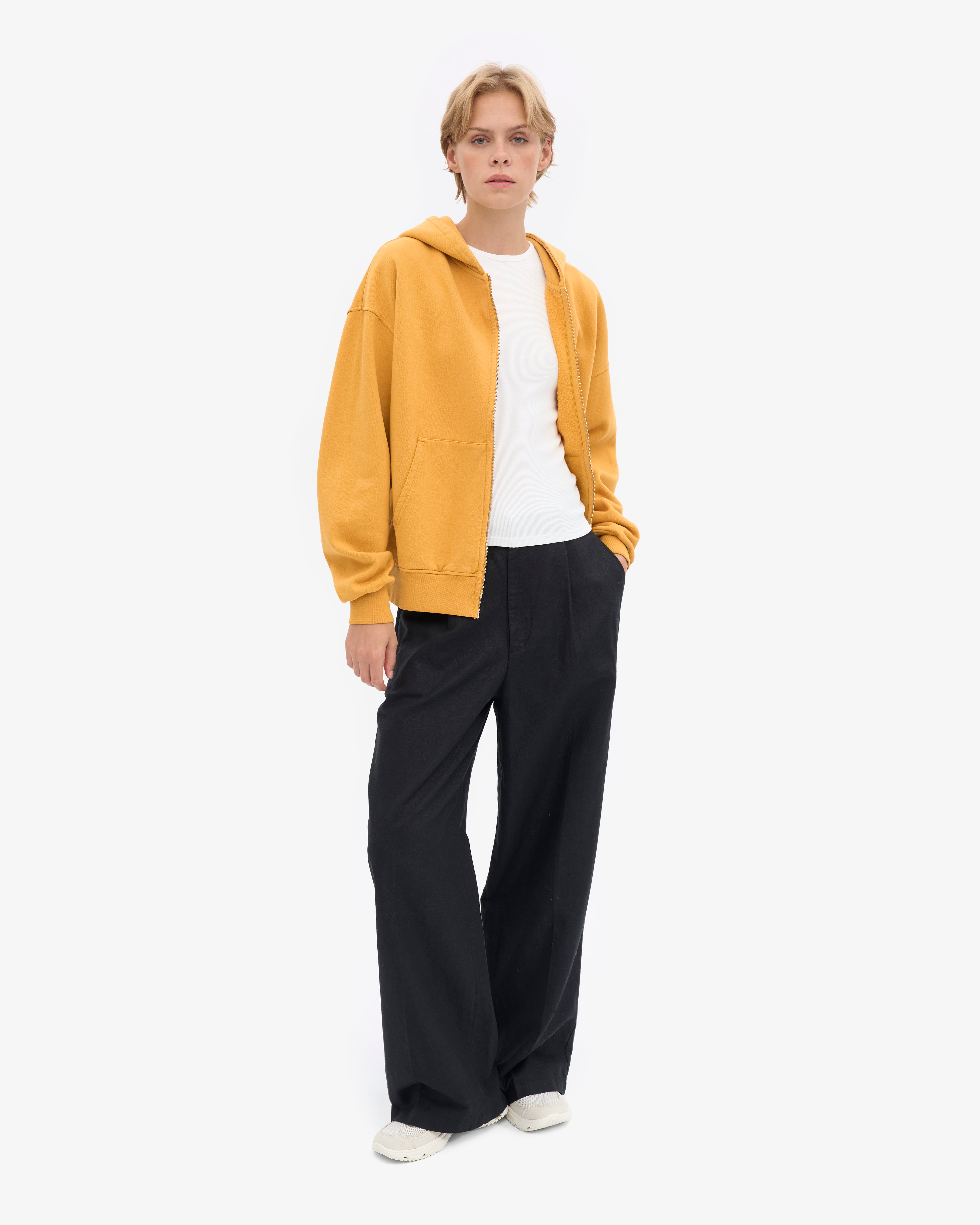 Organic Oversized Zip Hood - Burned Yellow