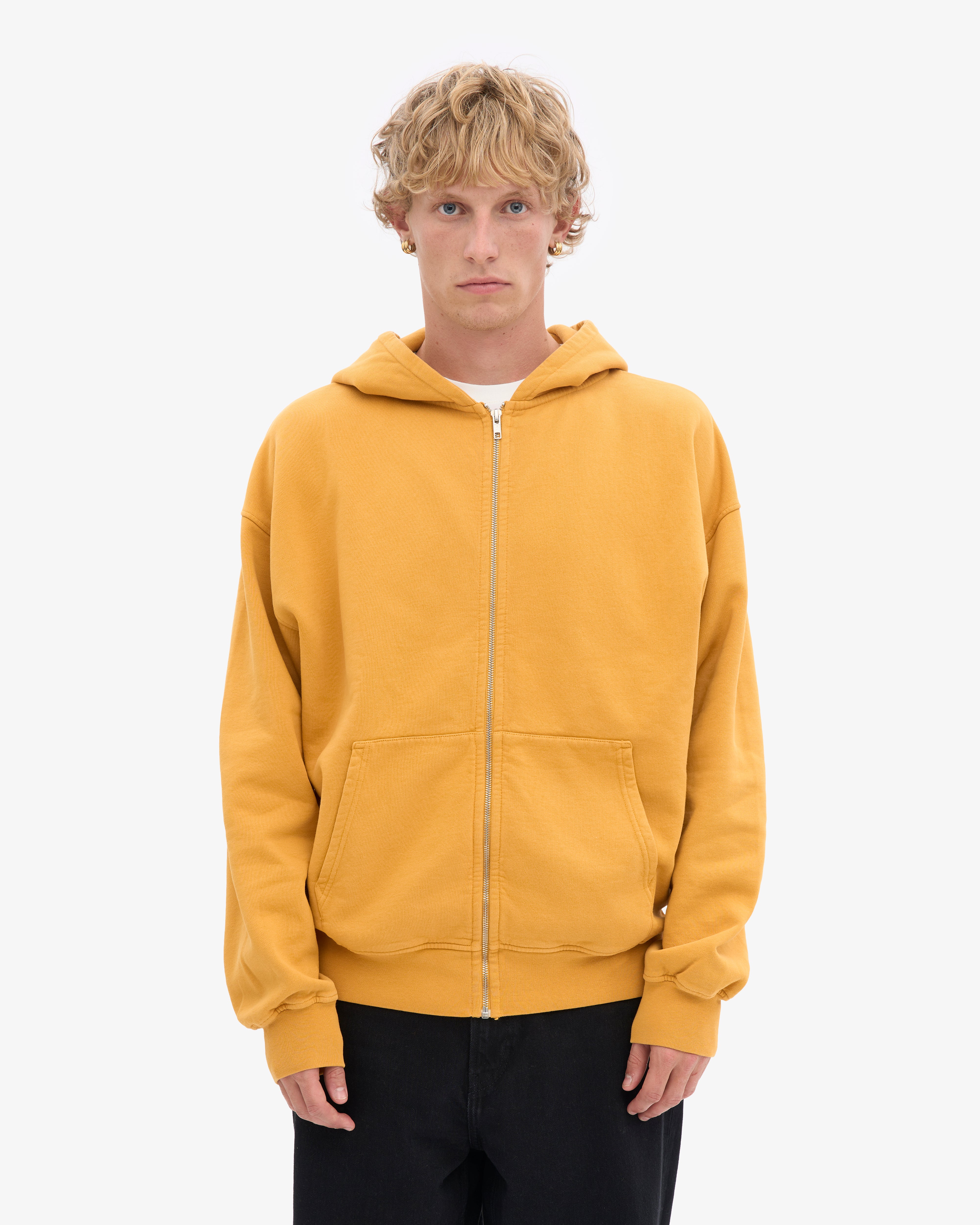 Organic Oversized Zip Hood - Burned Yellow