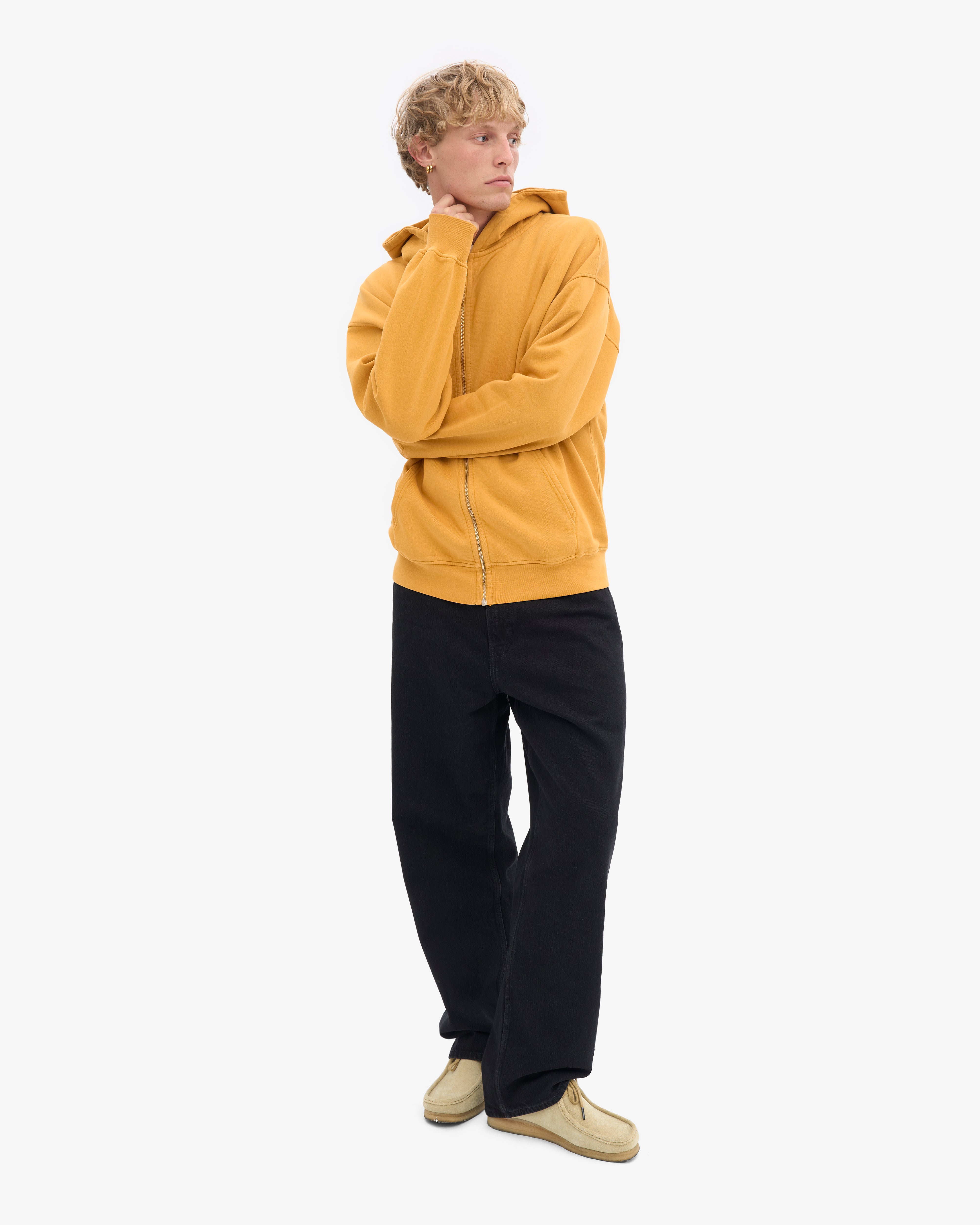 Organic Oversized Zip Hood - Burned Yellow