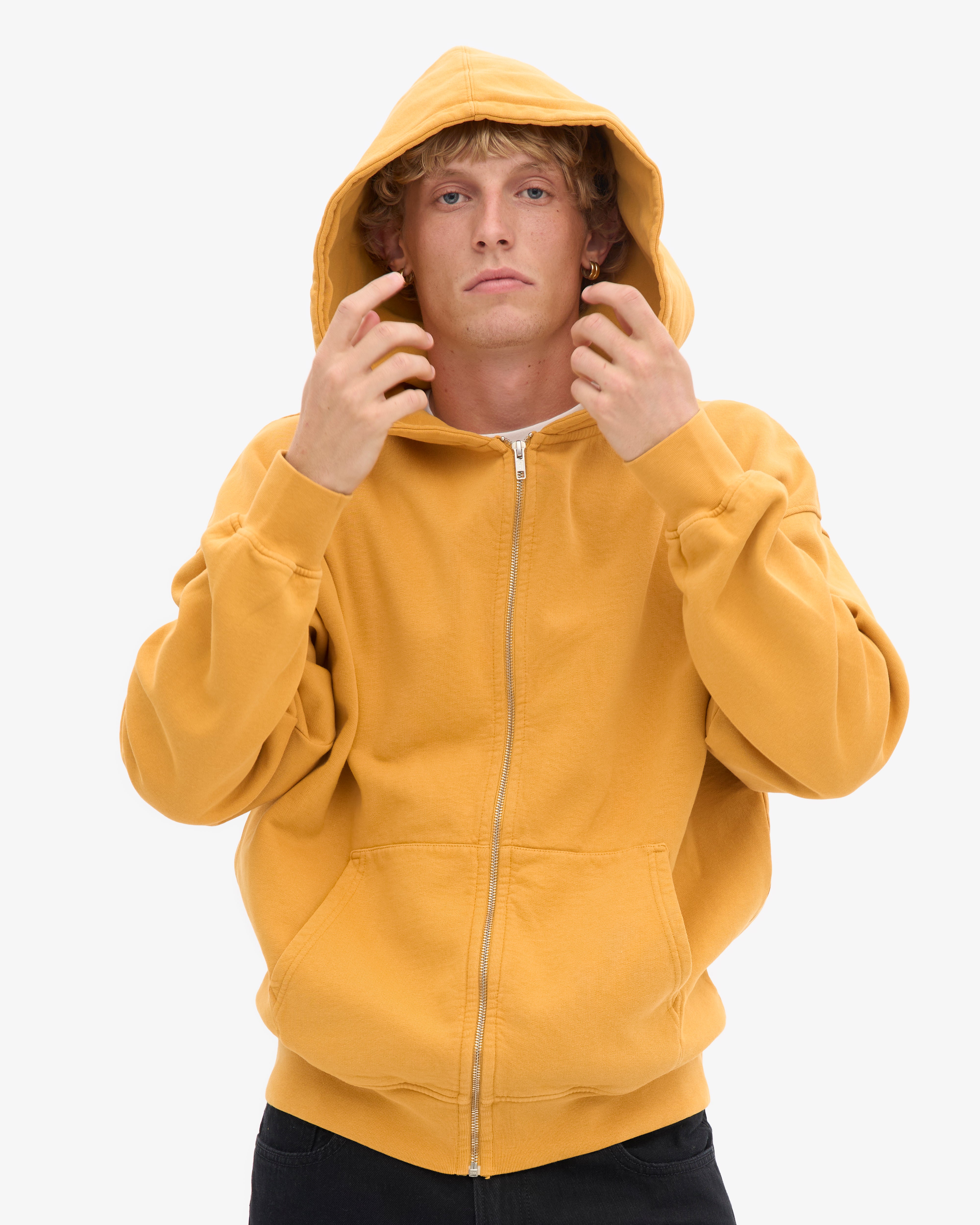 Organic Oversized Zip Hood - Burned Yellow