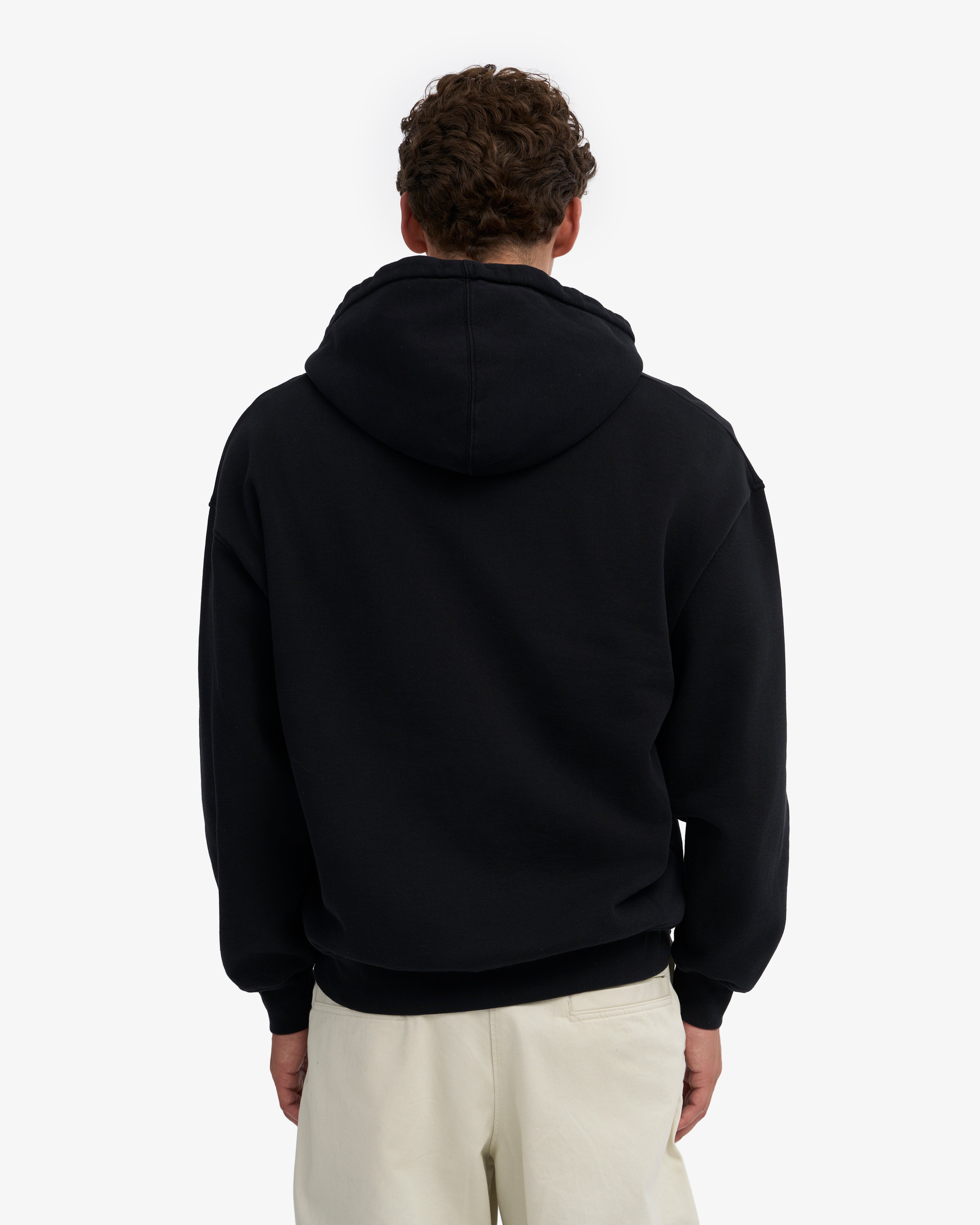Organic Oversized Zip Hood - Deep Black