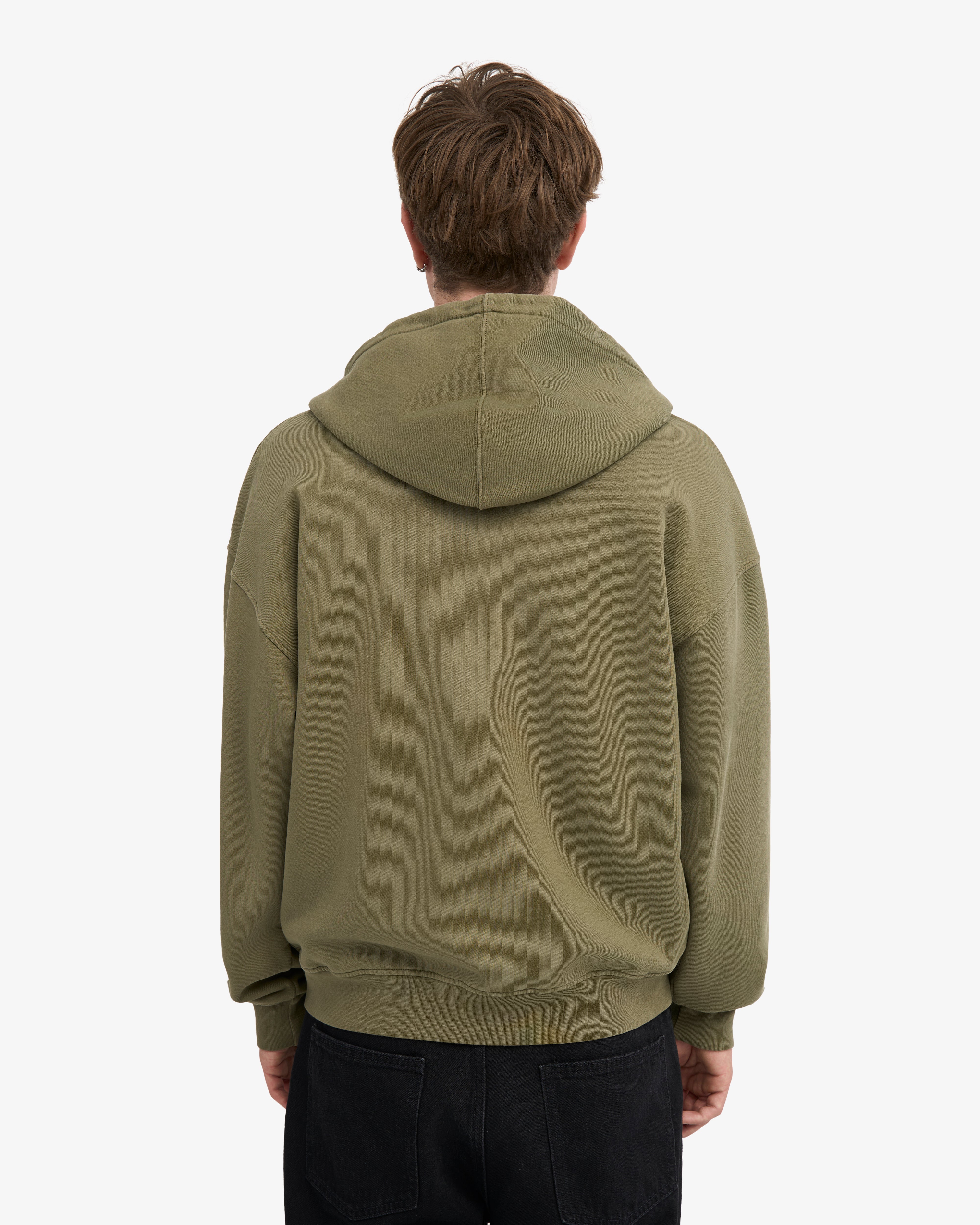 Organic Oversized Zip Hood - Dusty Olive