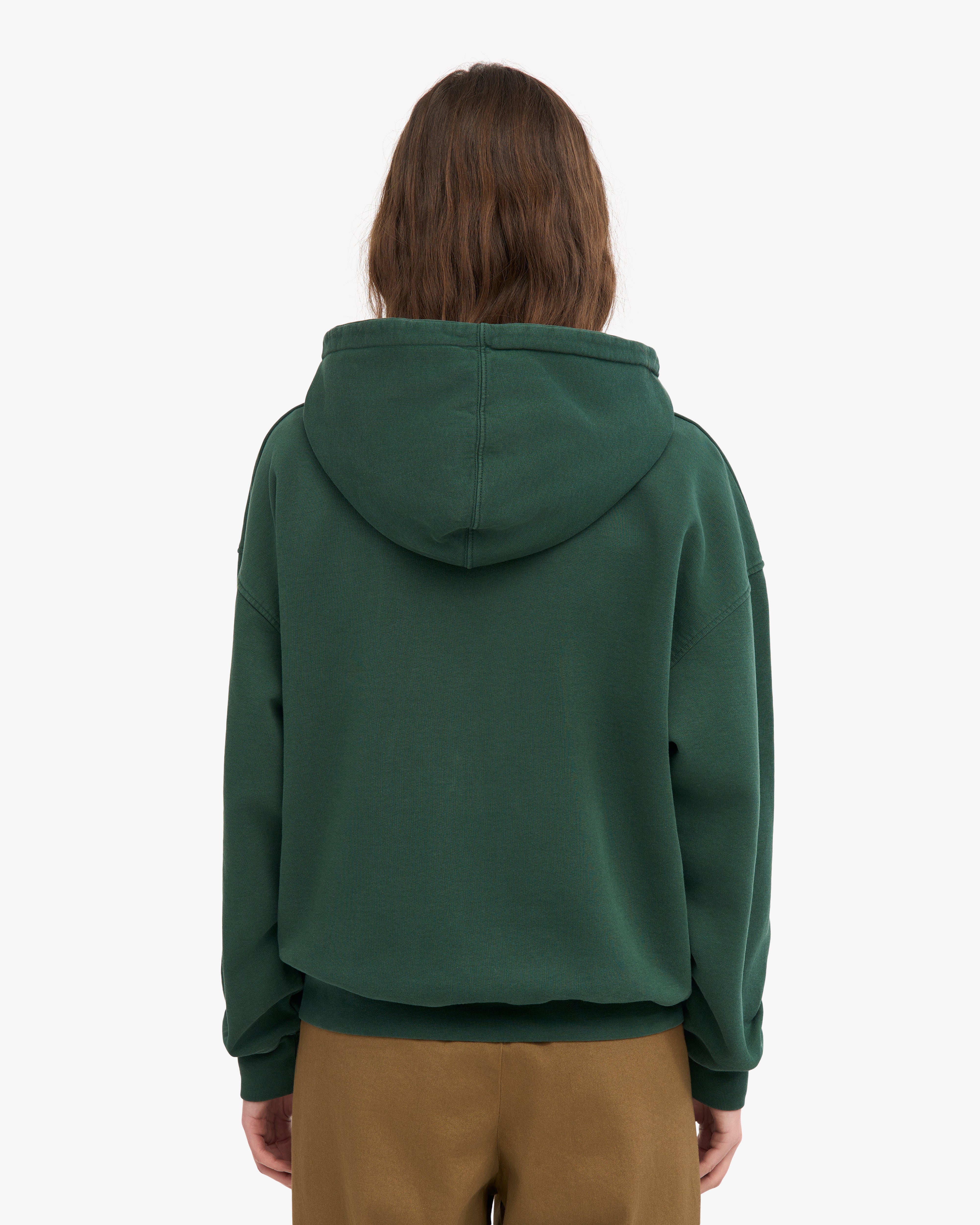 Organic Oversized Zip Hood - Emerald Green