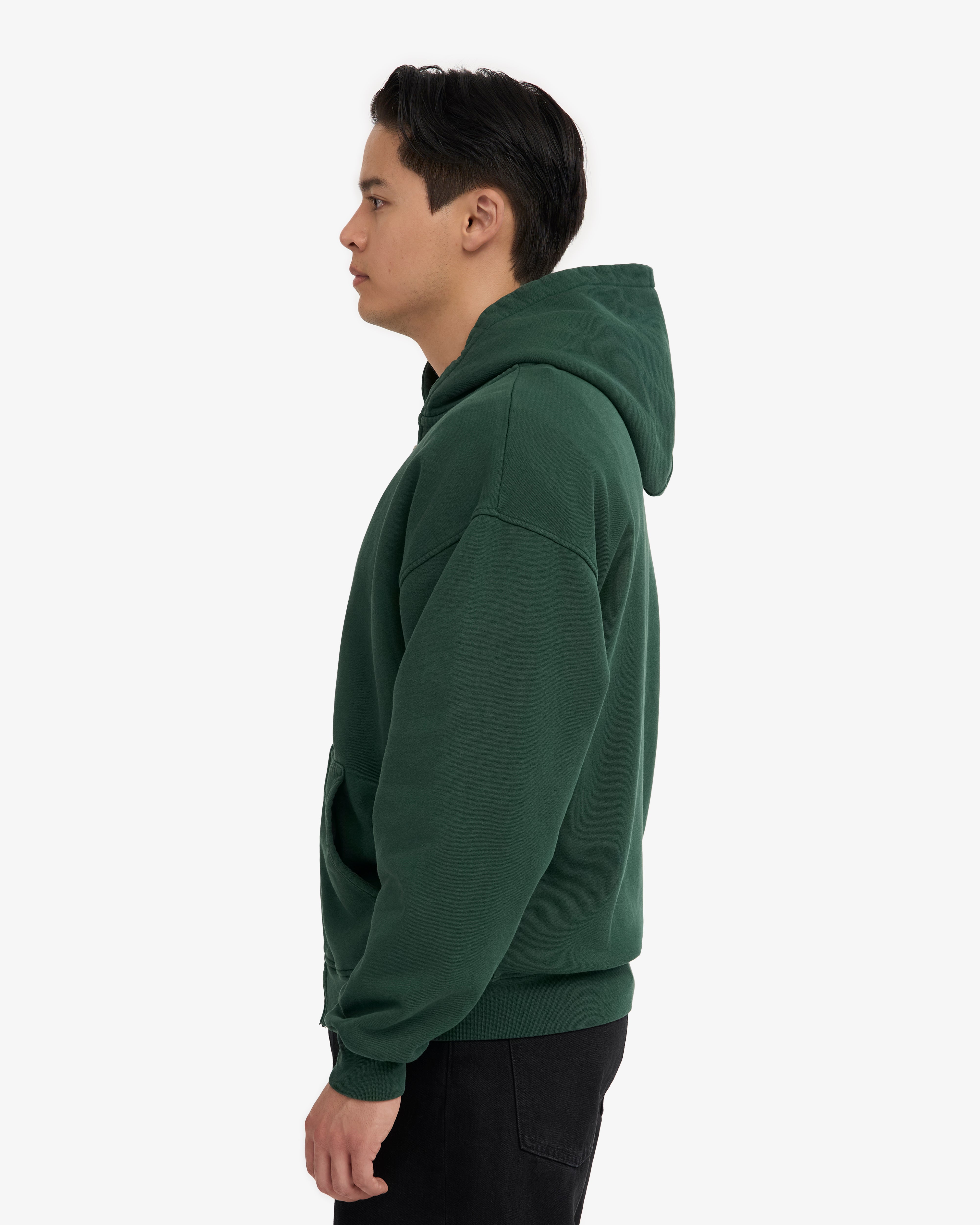 Organic Oversized Zip Hood - Emerald Green