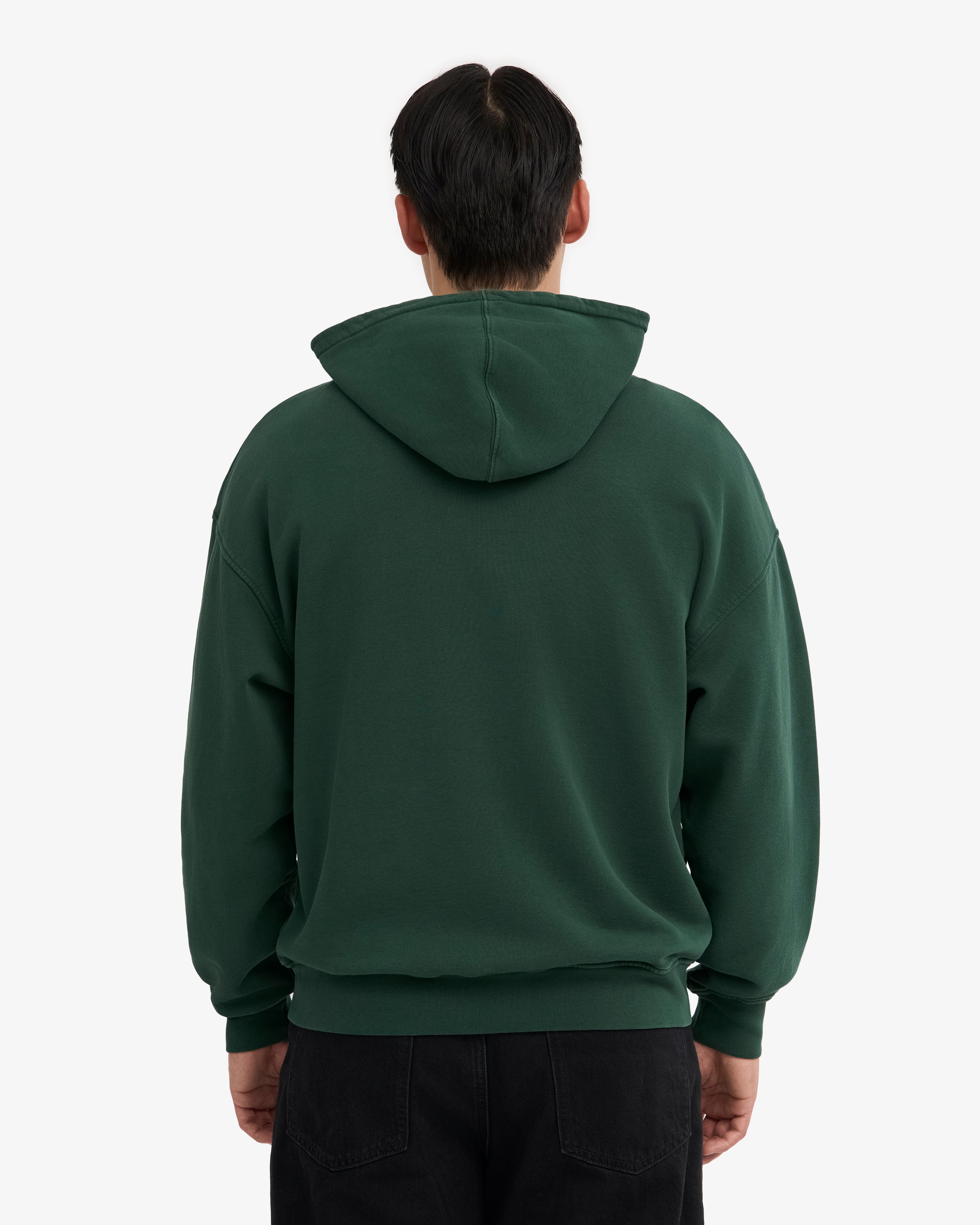 Organic Oversized Zip Hood - Emerald Green