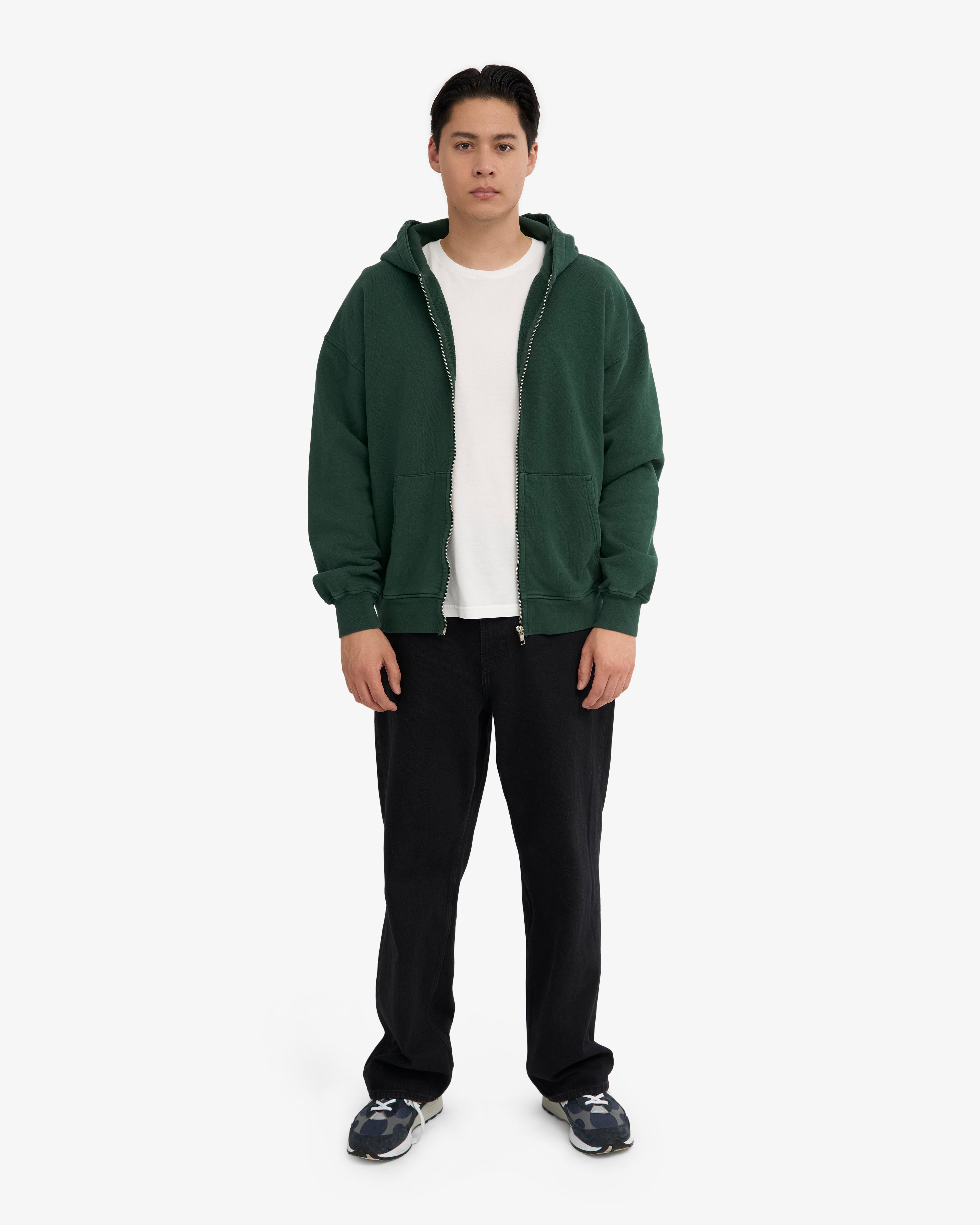 Organic Oversized Zip Hood - Emerald Green