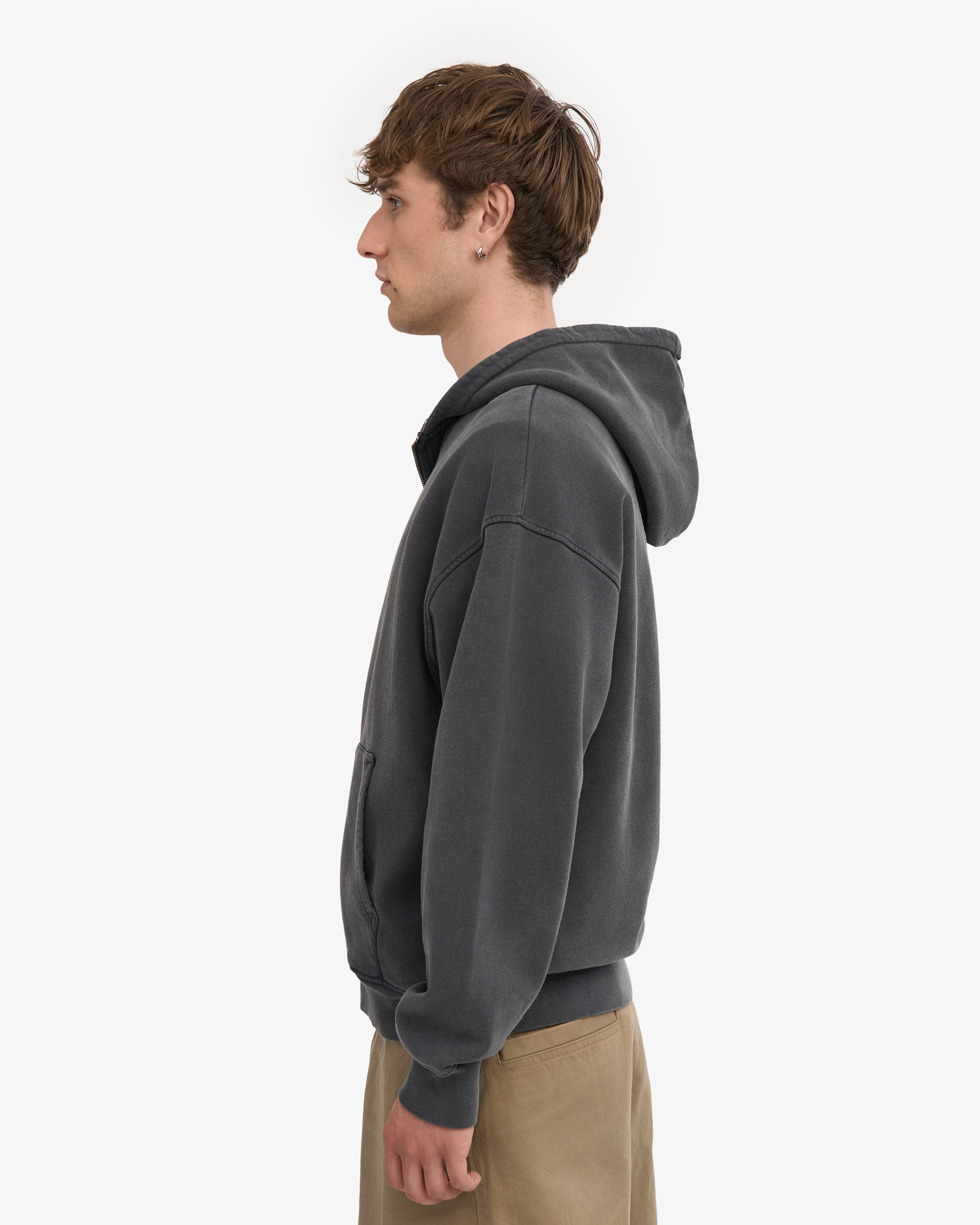 Organic Oversized Zip Hood - Faded Black