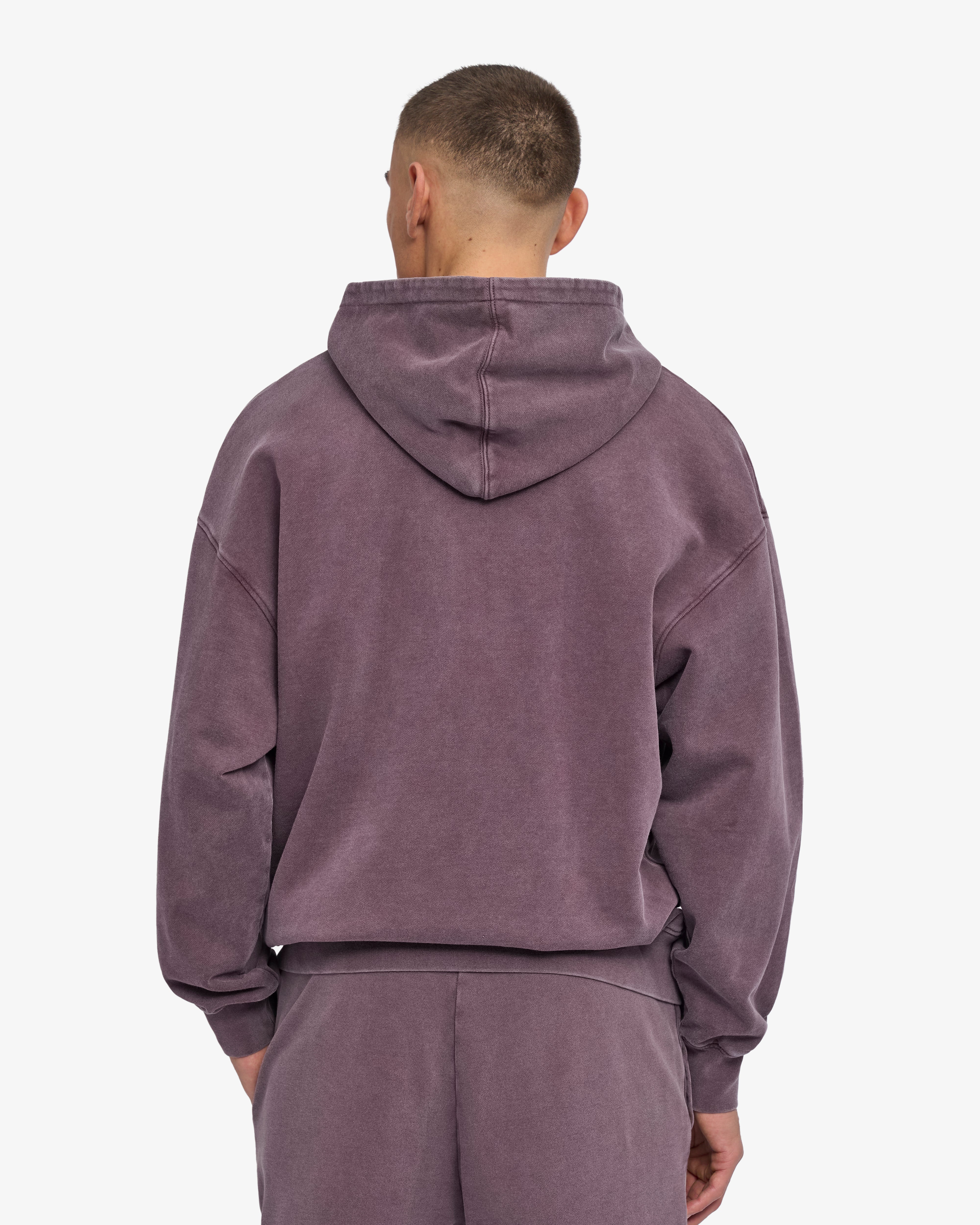 Organic Oversized Zip Hood - Faded Grape