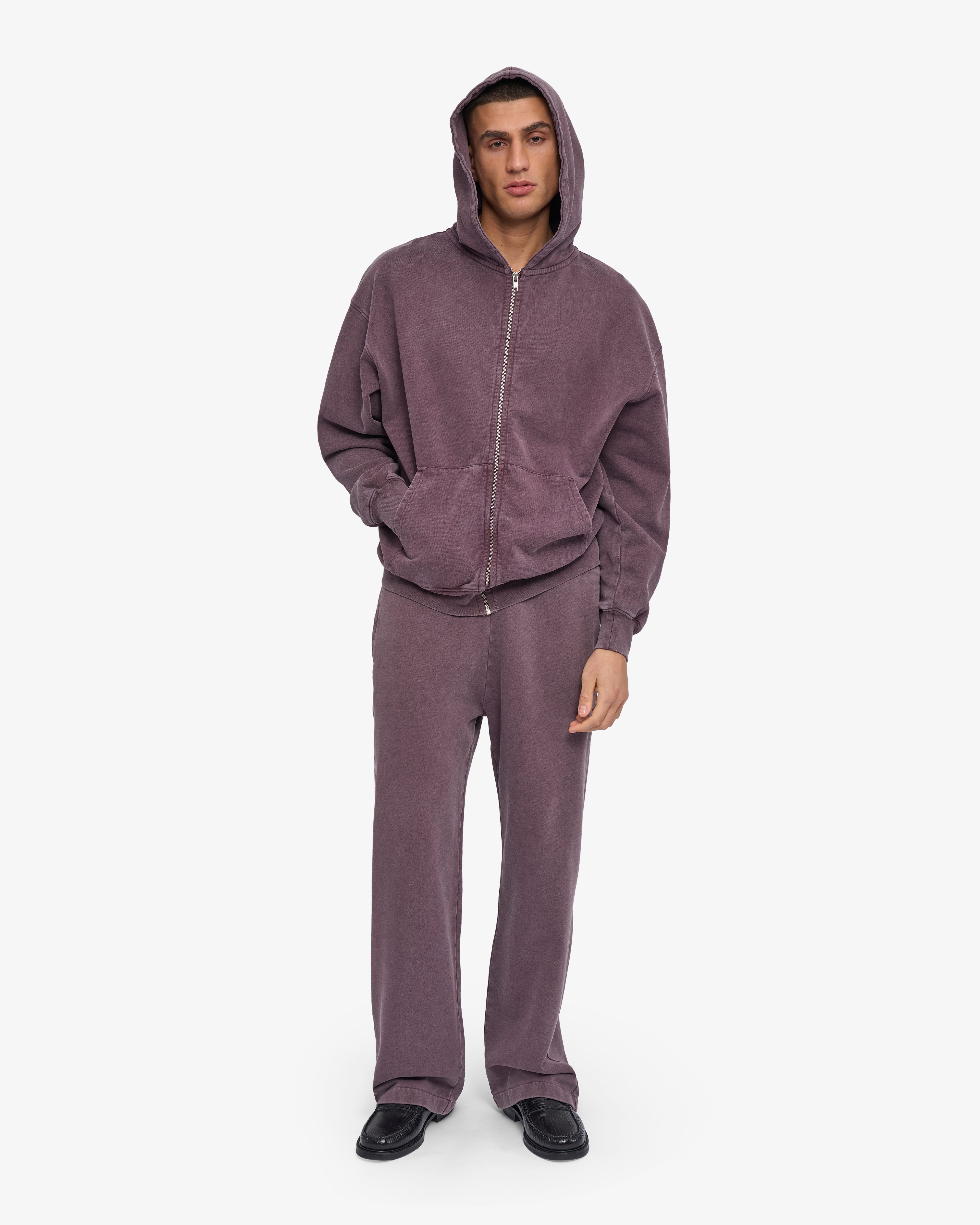 Organic Oversized Zip Hood - Faded Grape