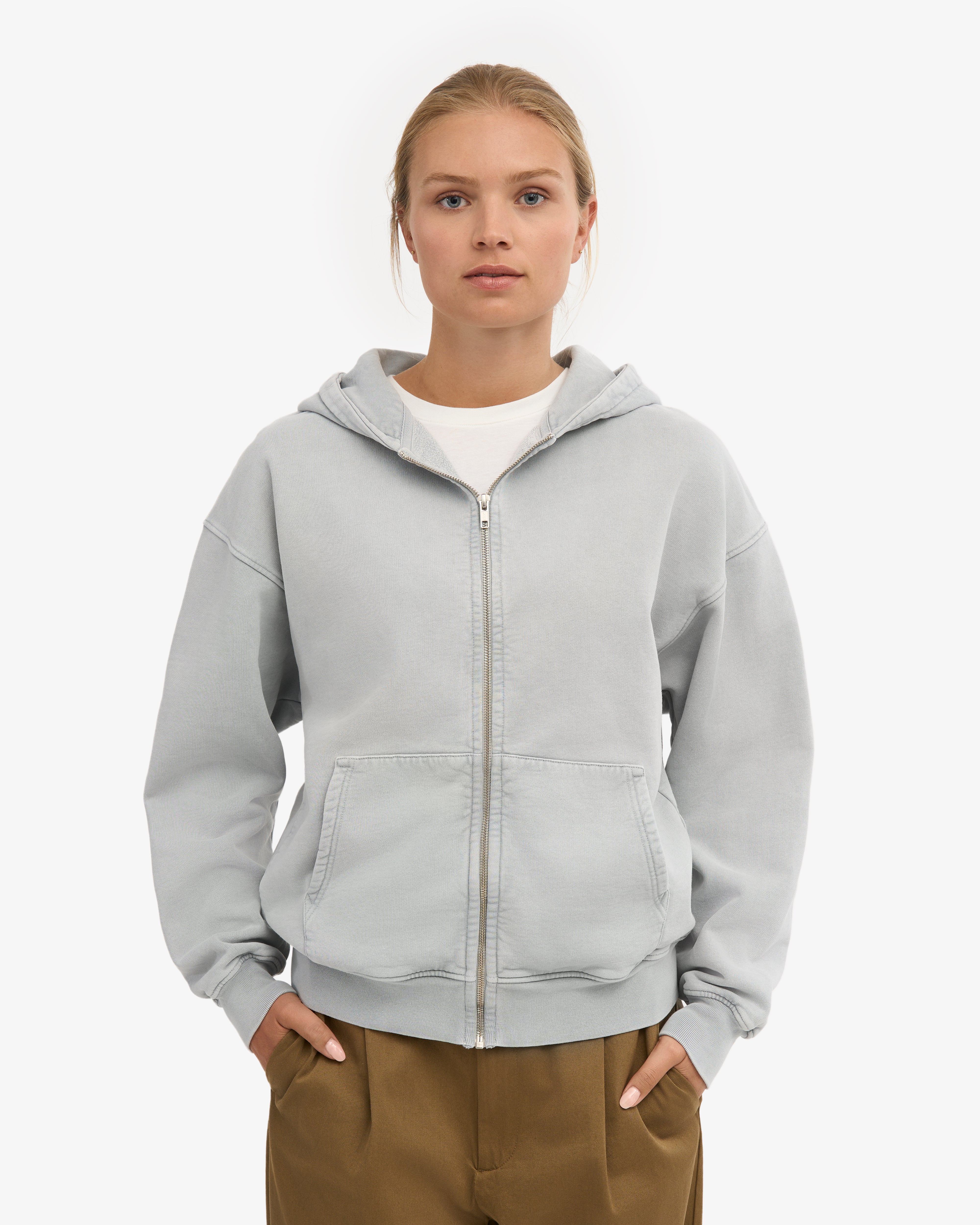 Organic Oversized Zip Hood - Faded Grey
