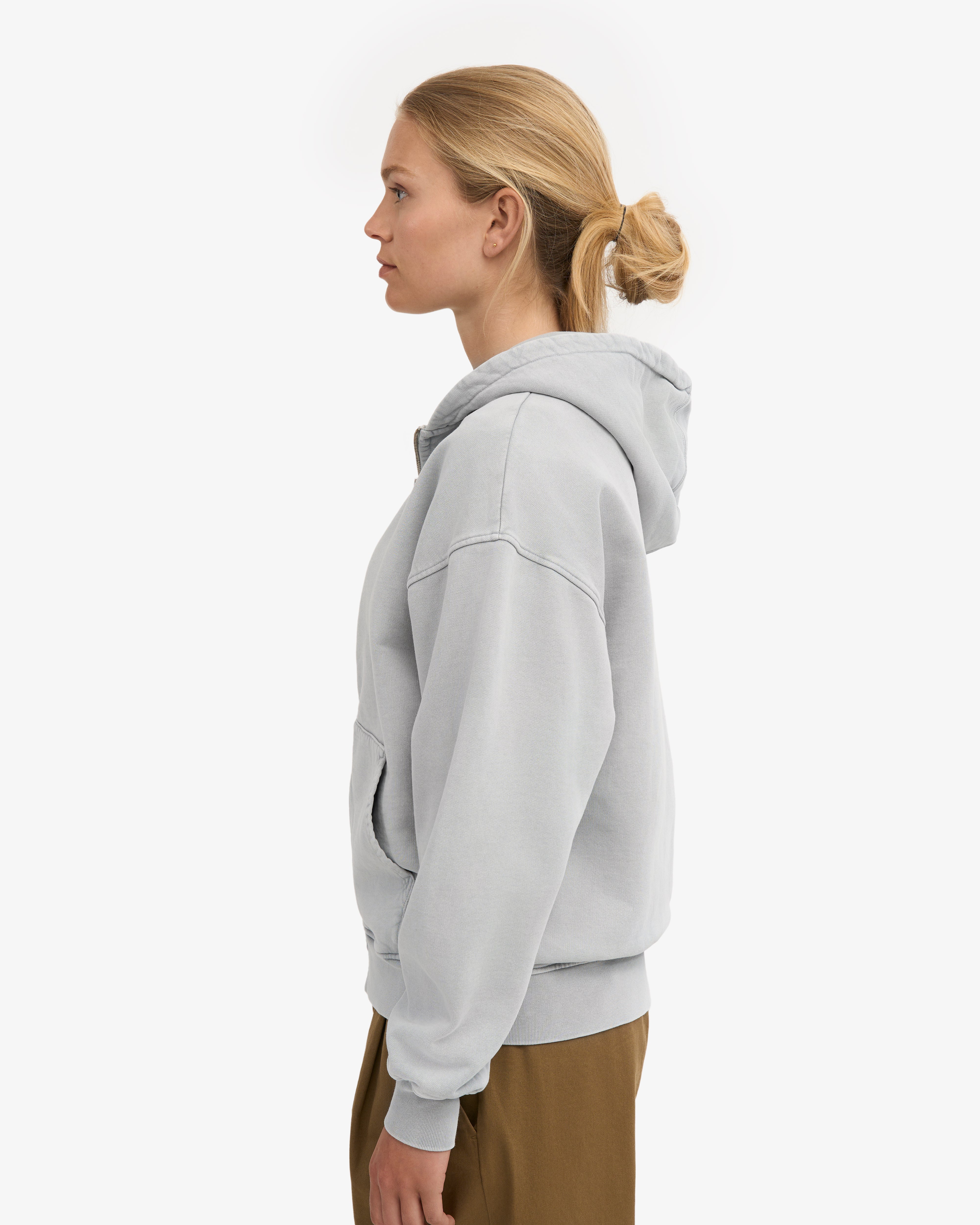 Organic Oversized Zip Hood - Faded Grey