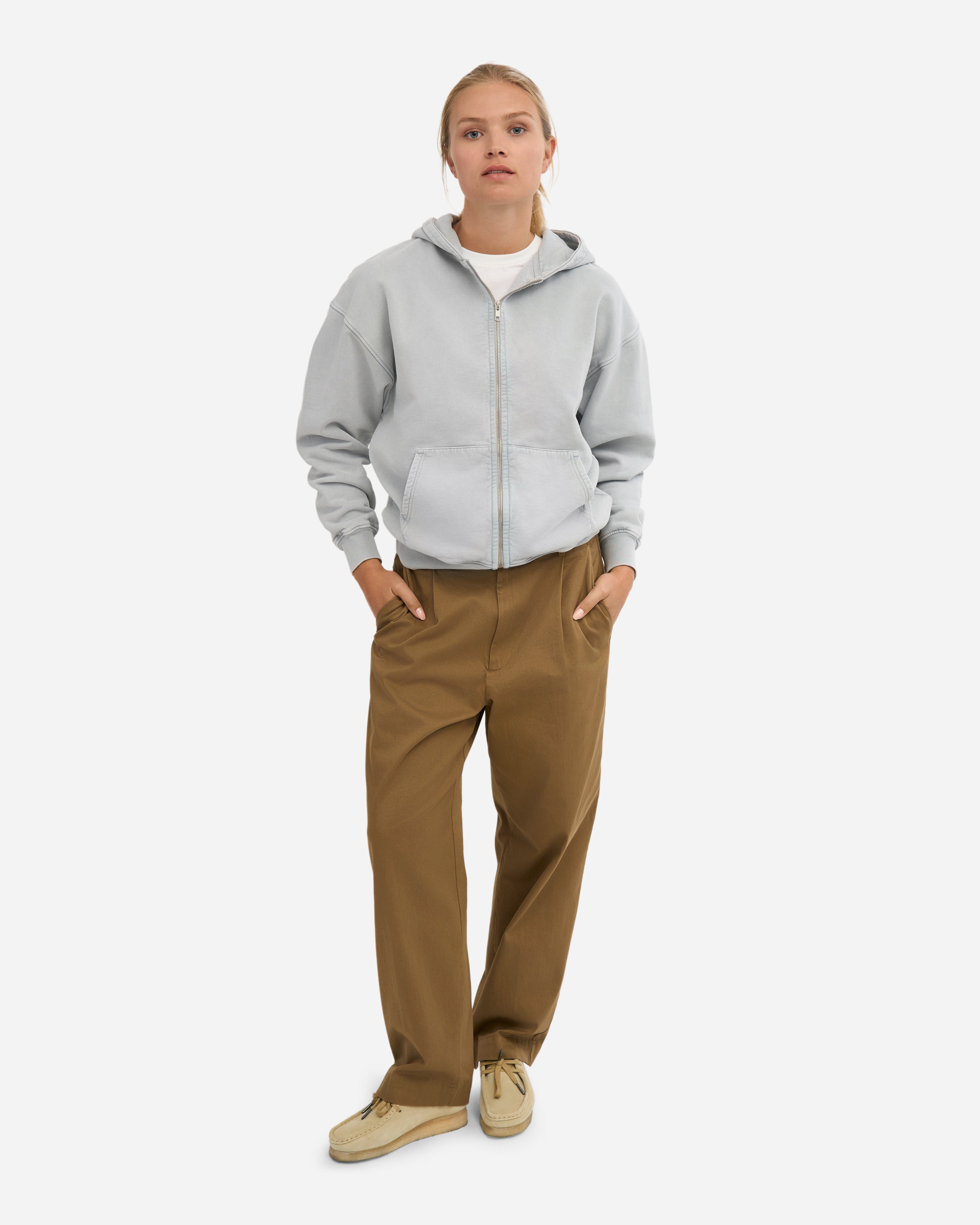 Organic Oversized Zip Hood - Faded Grey