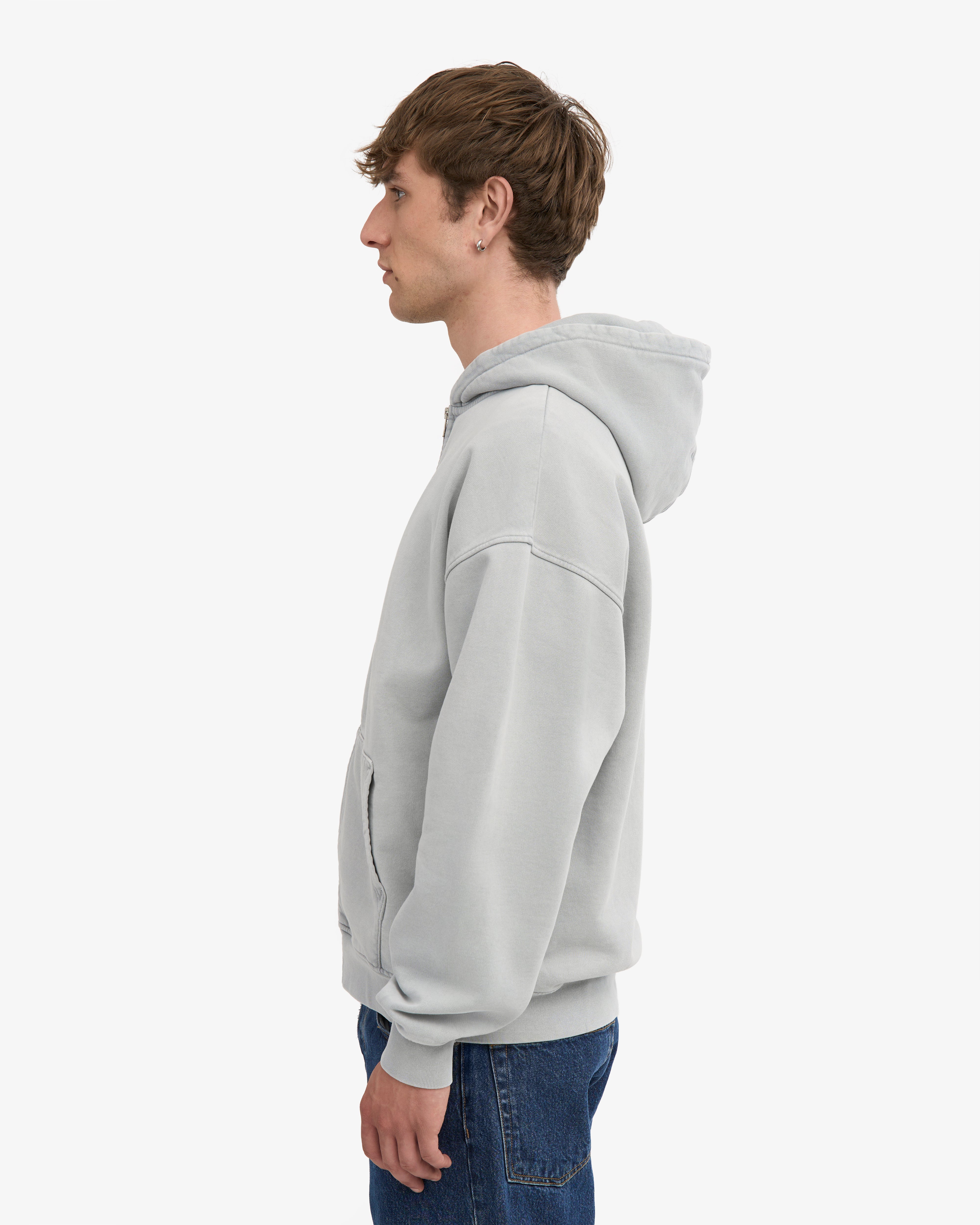 Organic Oversized Zip Hood - Faded Grey