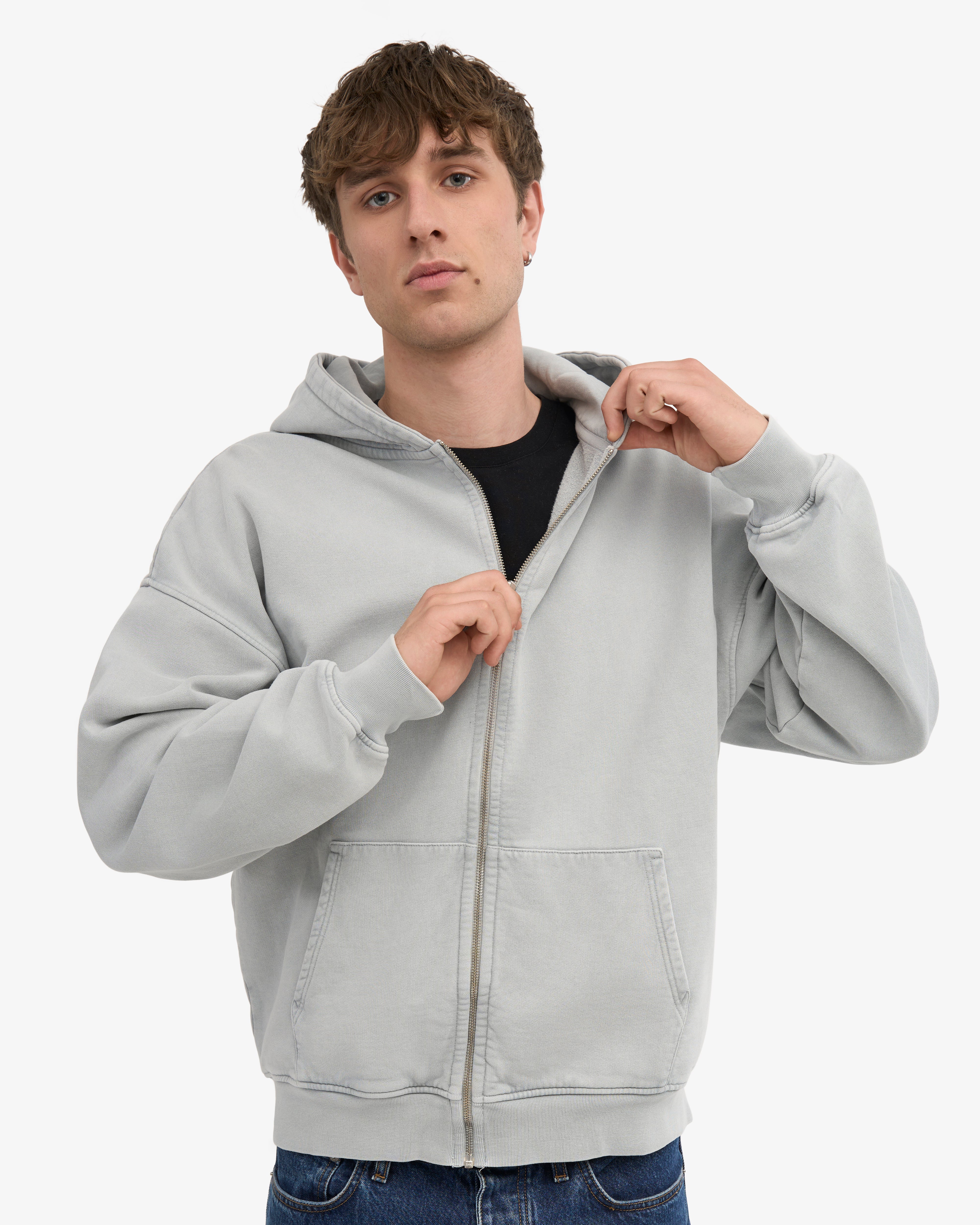 Organic Oversized Zip Hood - Faded Grey