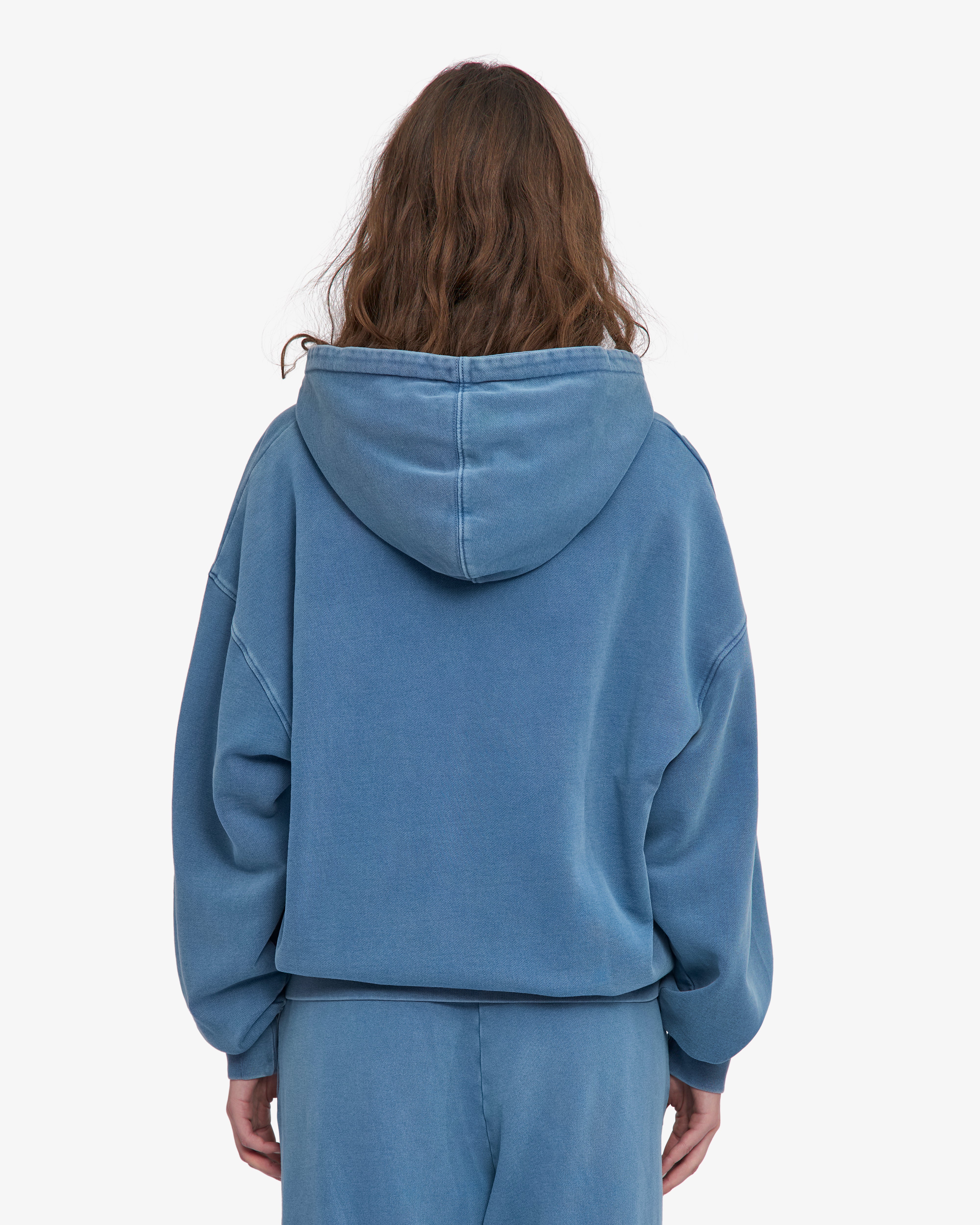 Organic Oversized Zip Hood - Faded Indigo