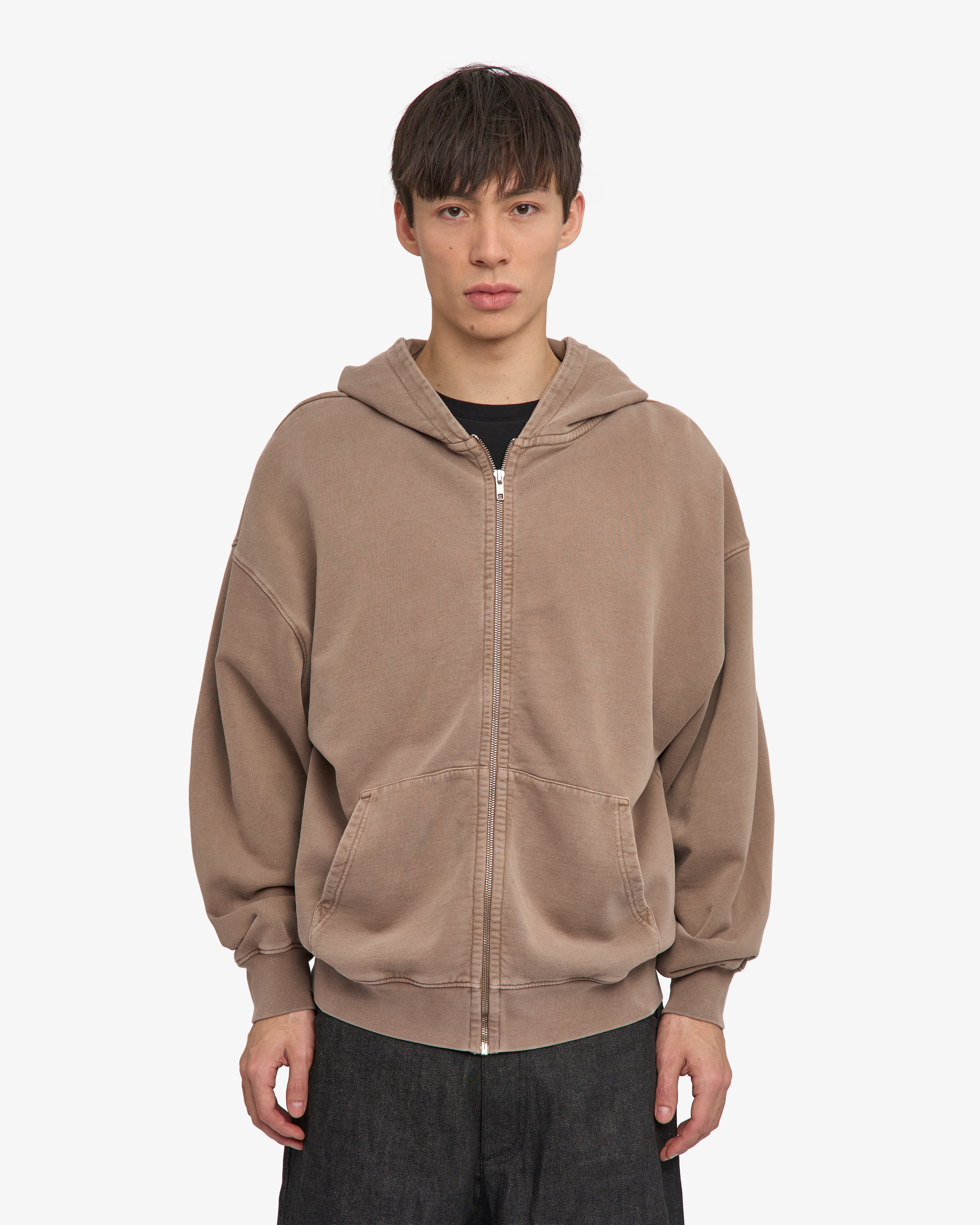 Organic Oversized Zip Hood - Faded Khaki