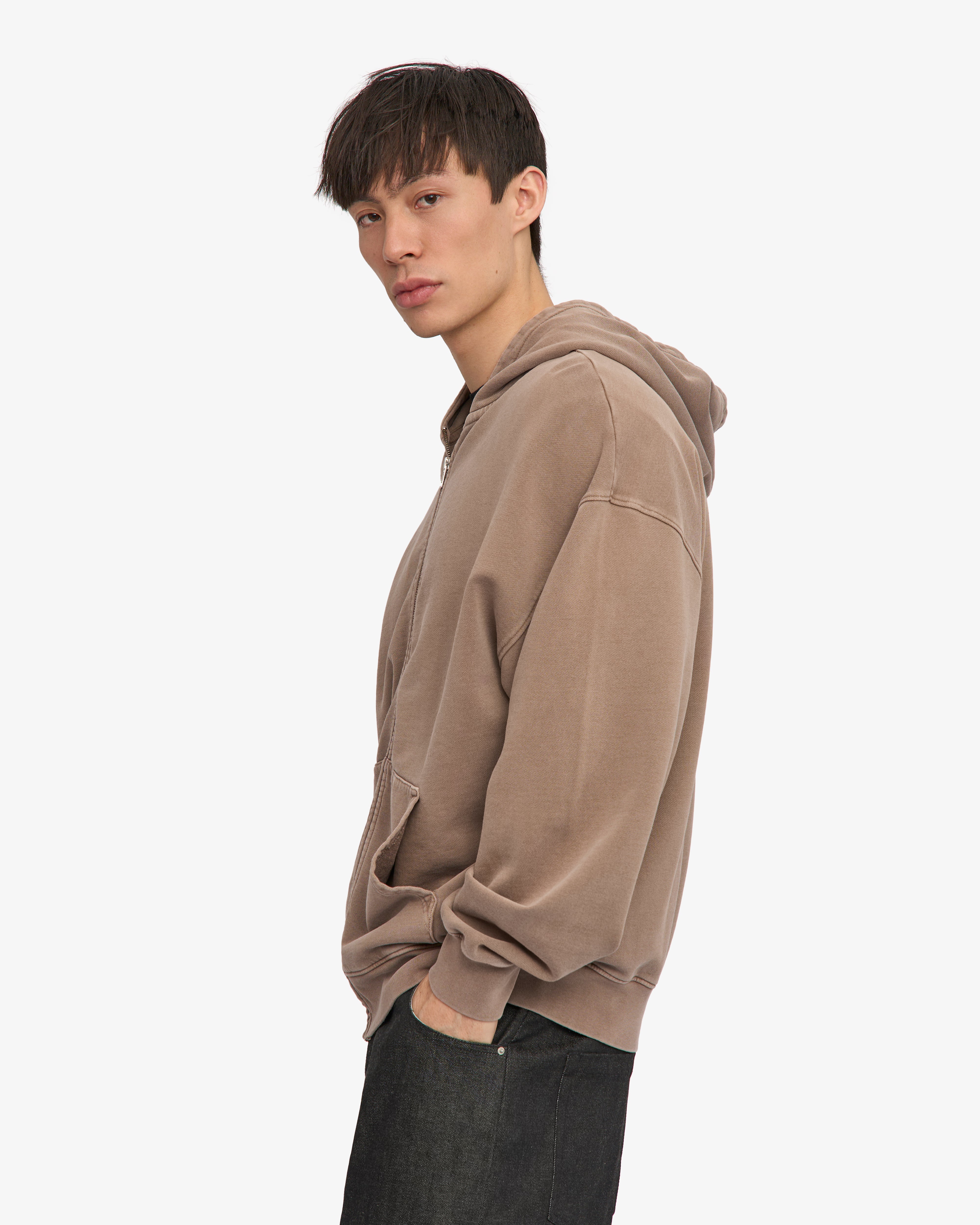 Organic Oversized Zip Hood - Faded Khaki