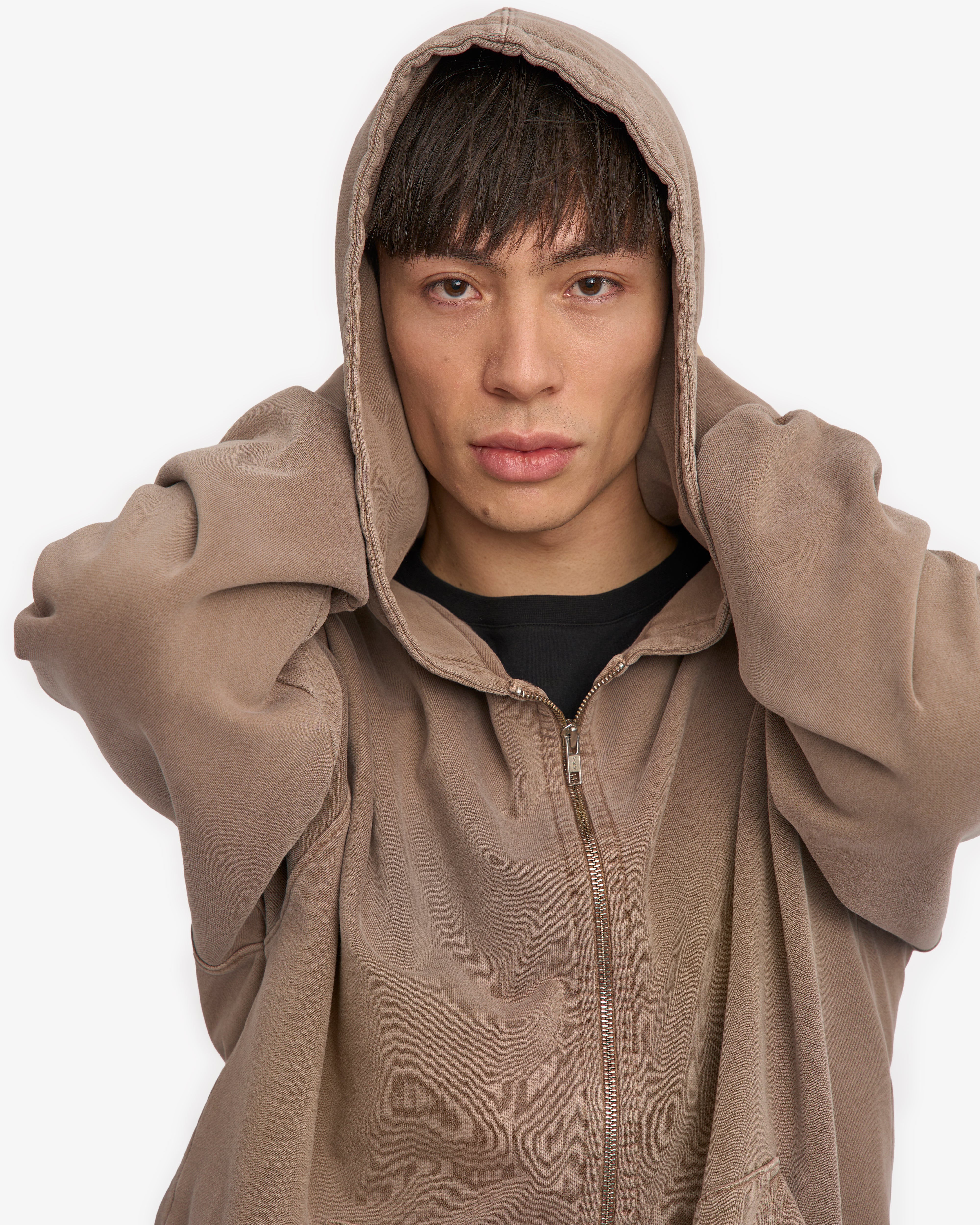 Organic Oversized Zip Hood - Faded Khaki