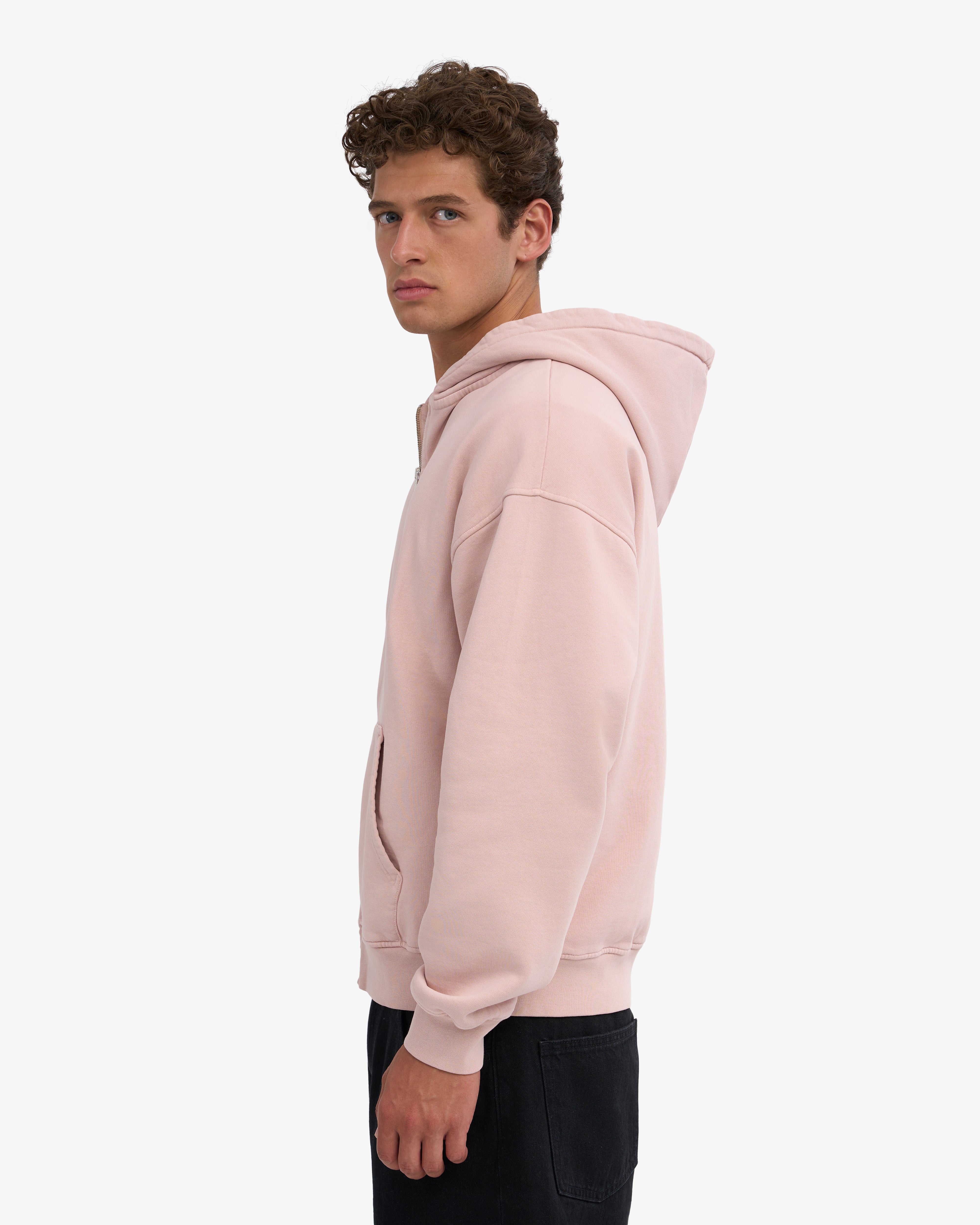 Organic Oversized Zip Hood - Faded Pink