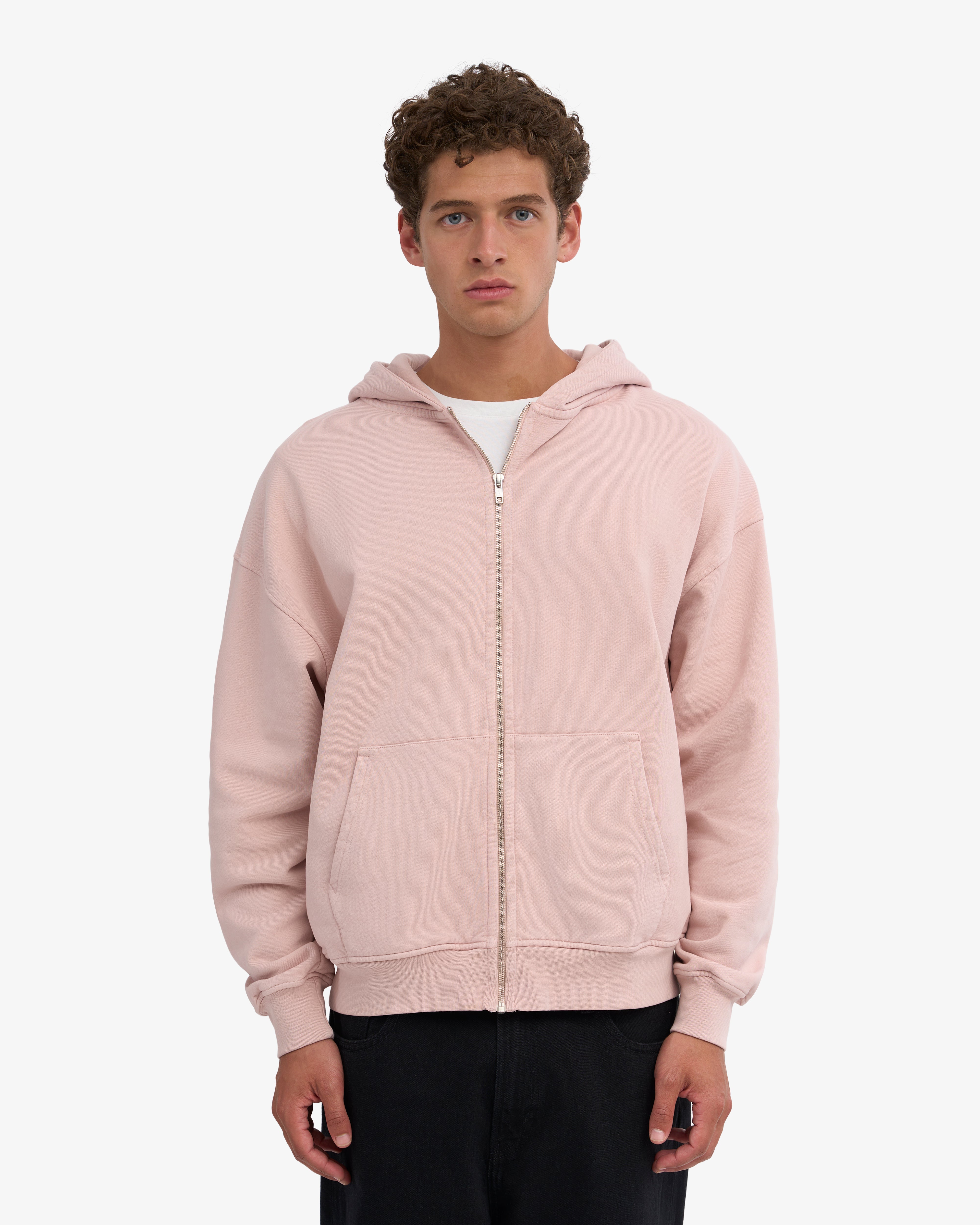 Organic Oversized Zip Hood - Faded Pink