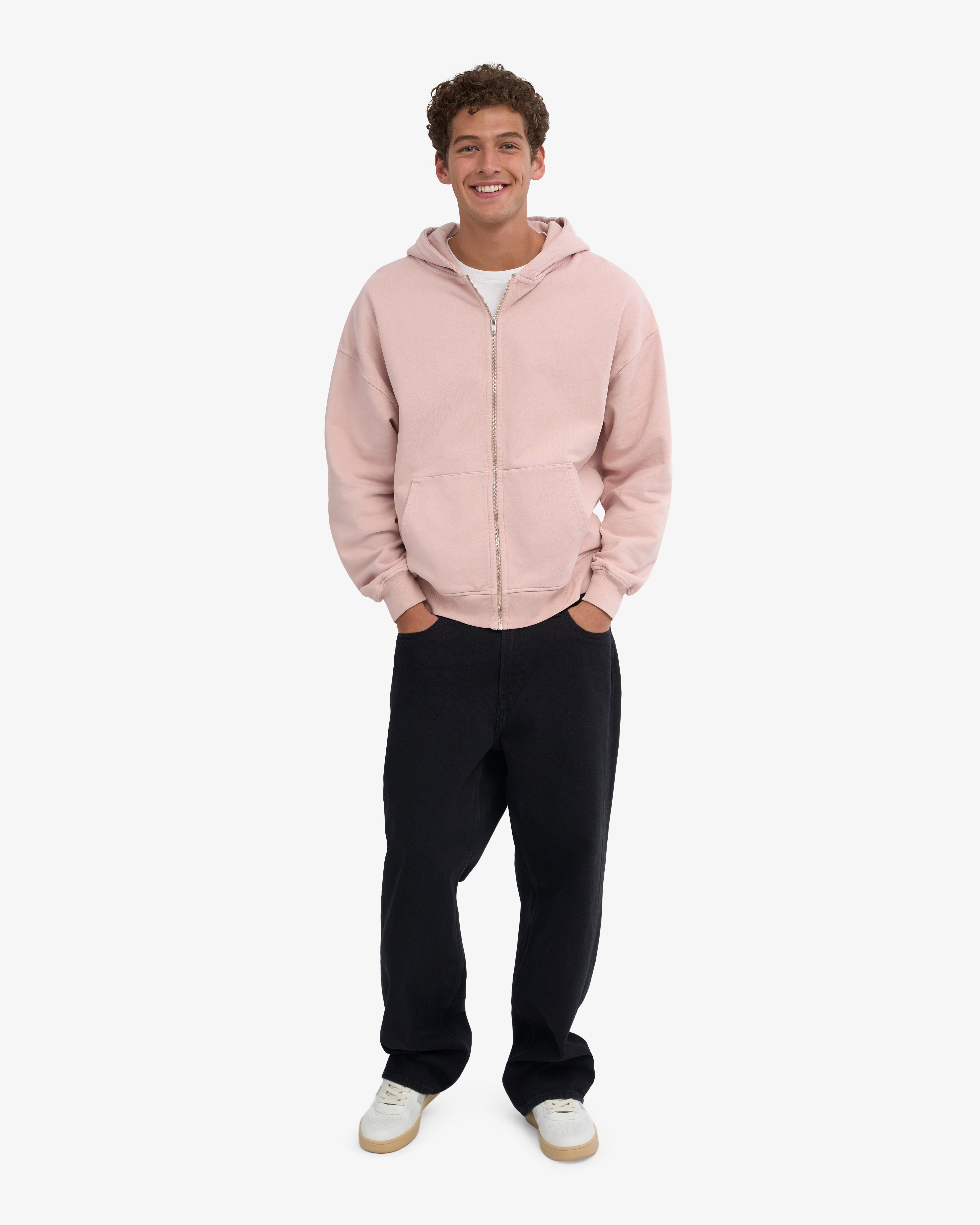 Organic Oversized Zip Hood - Faded Pink