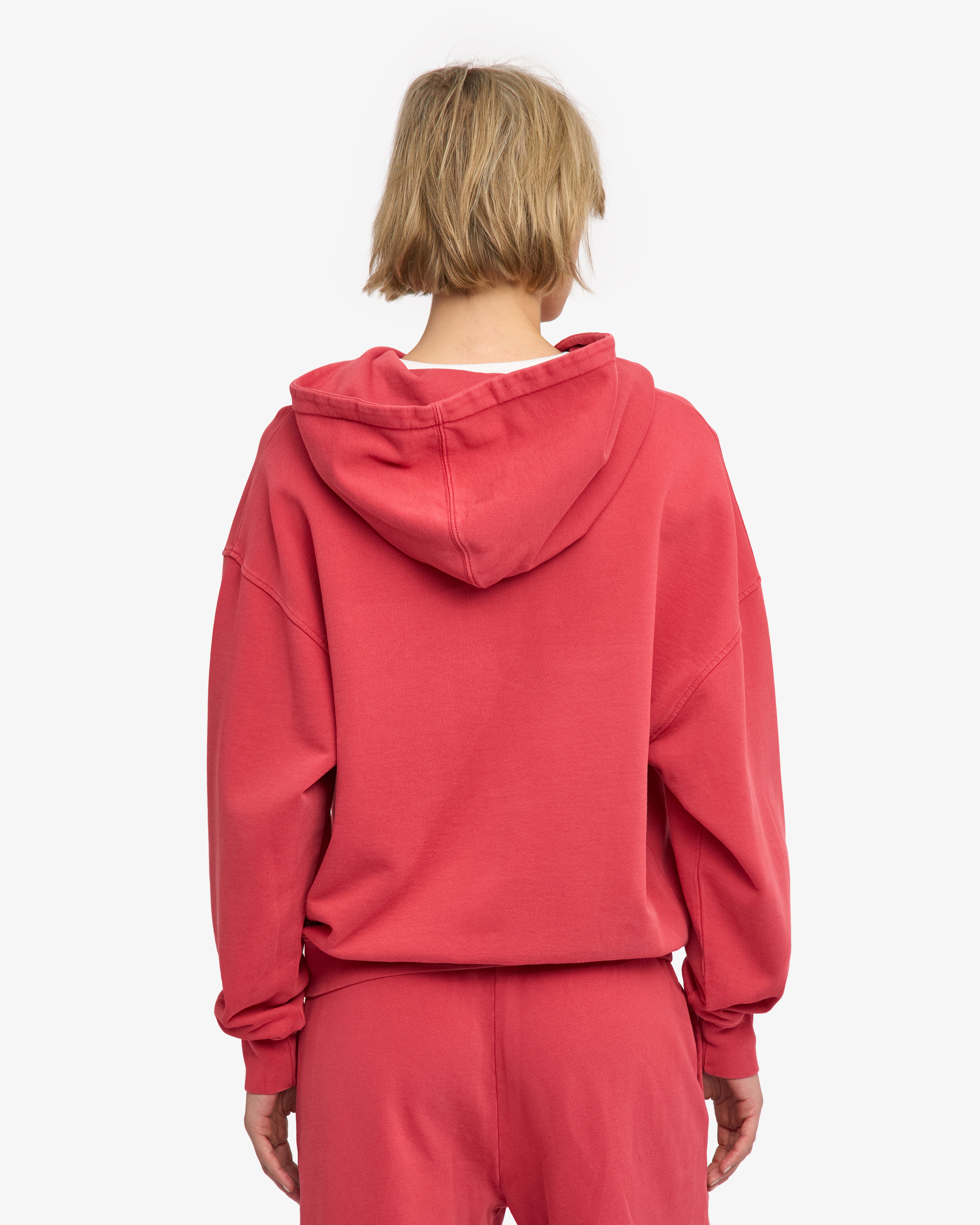 Organic Oversized Zip Hood - Faded Red