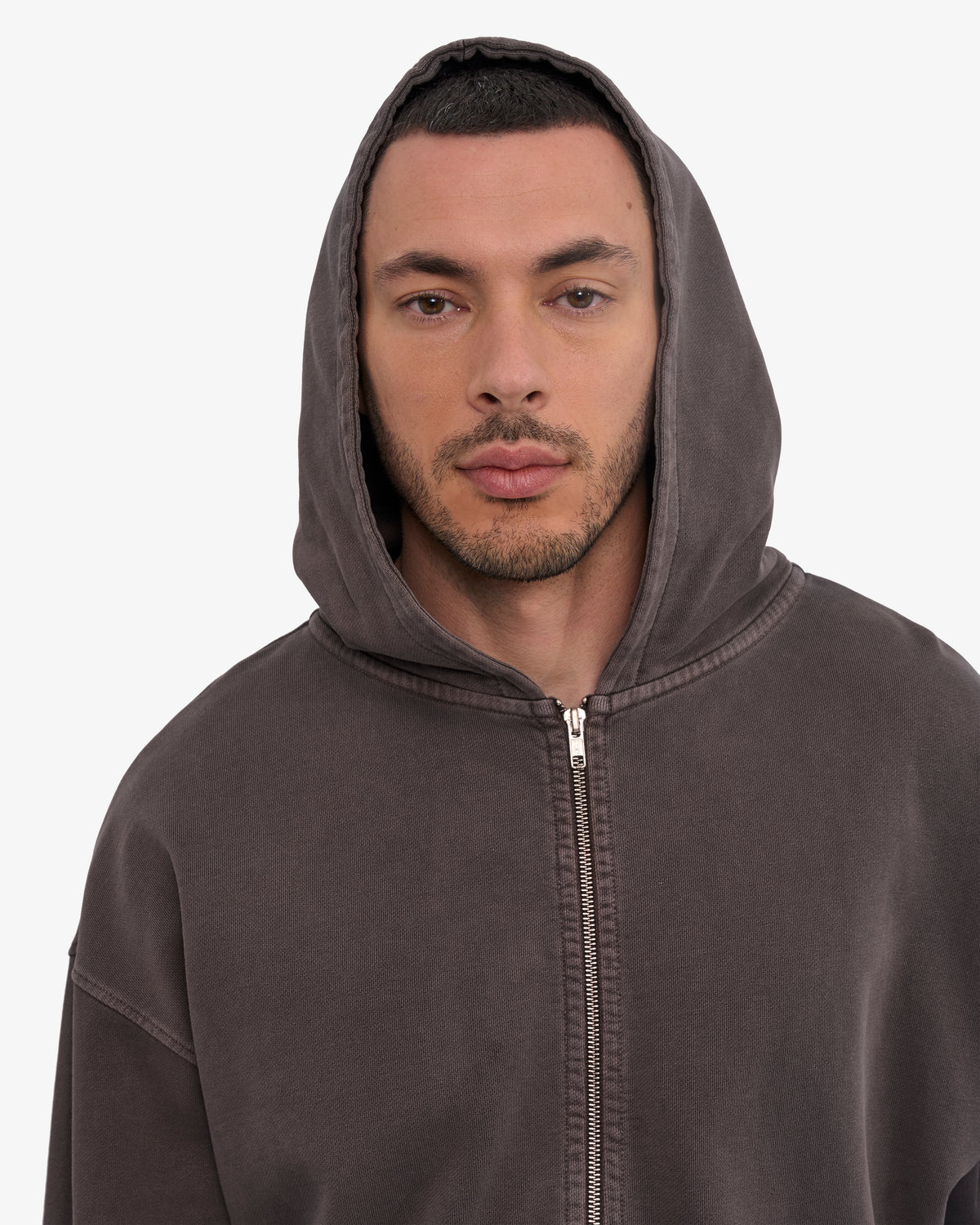 Organic Oversized Zip Hood - Faded Mud