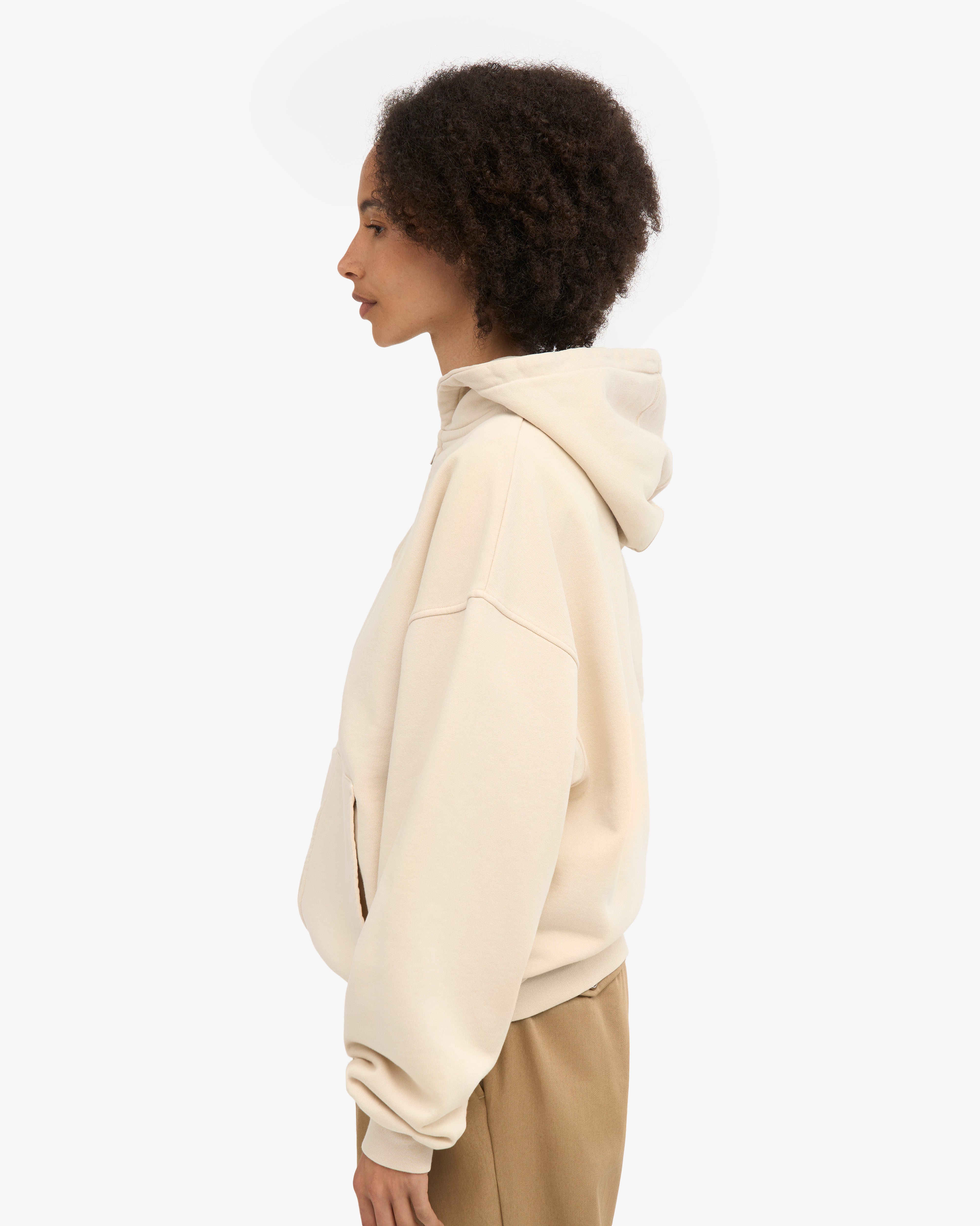 Organic Oversized Zip Hood - Ivory White
