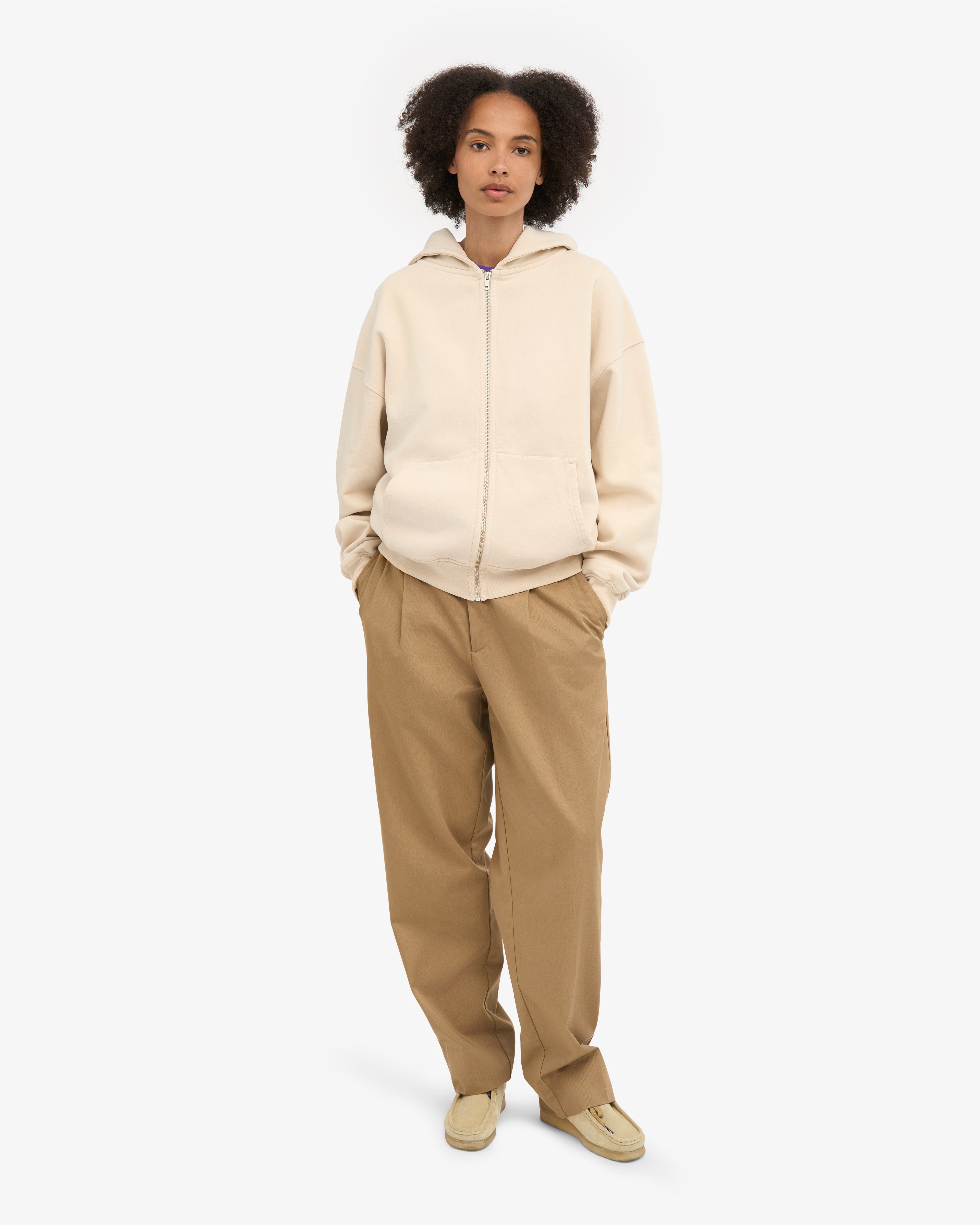 Organic Oversized Zip Hood - Ivory White