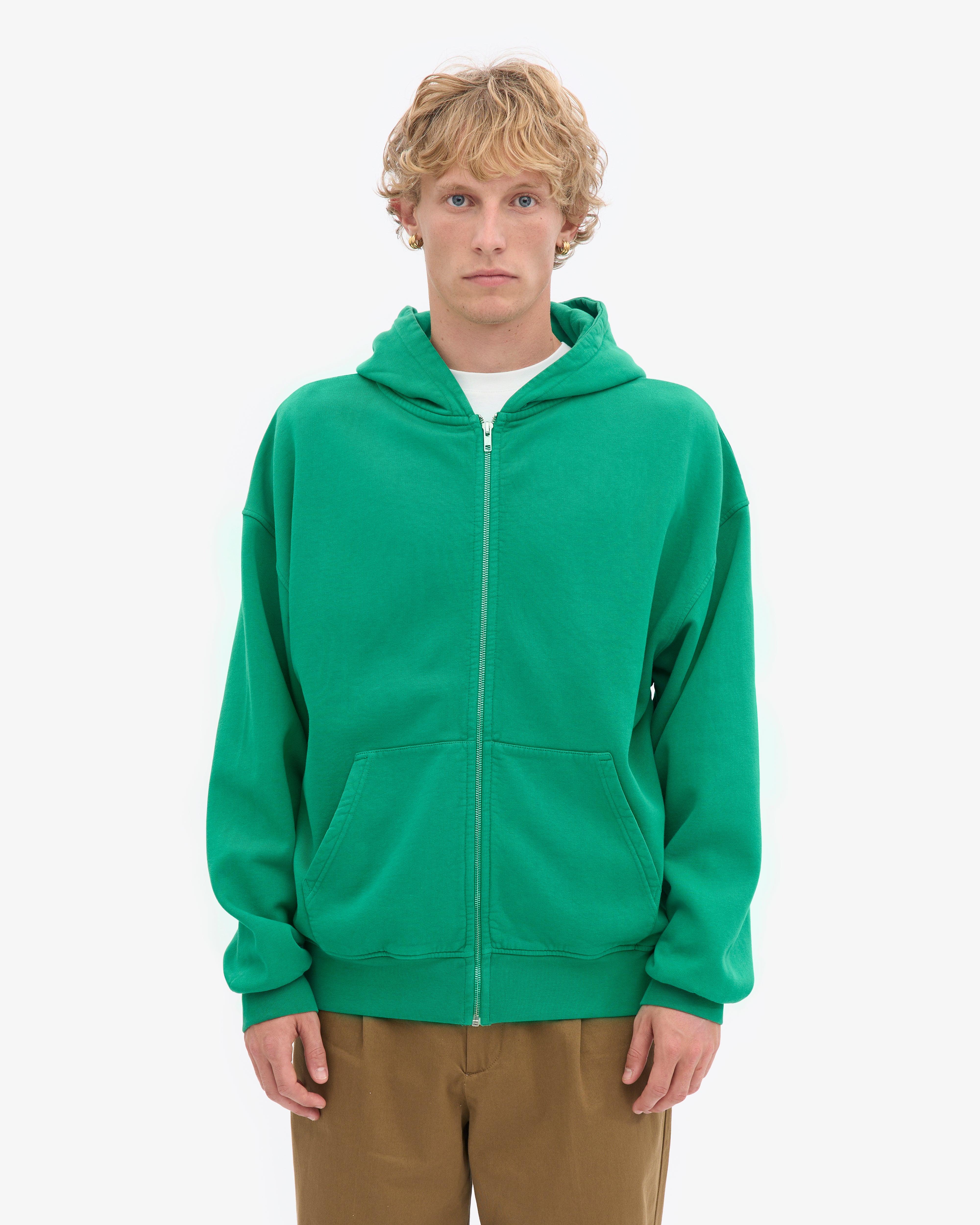 Organic Oversized Zip Hood - Kelly Green