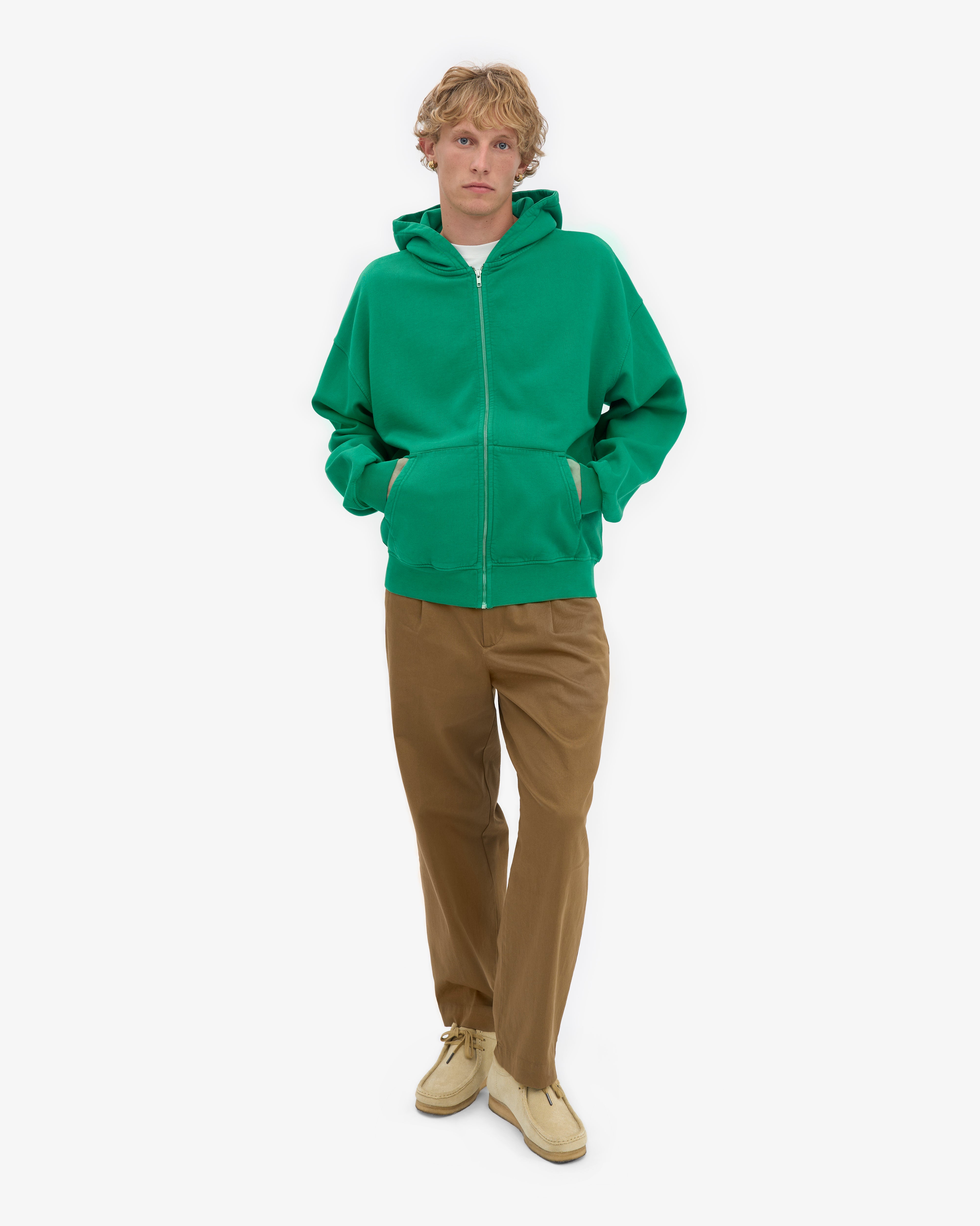 Organic Oversized Zip Hood - Kelly Green