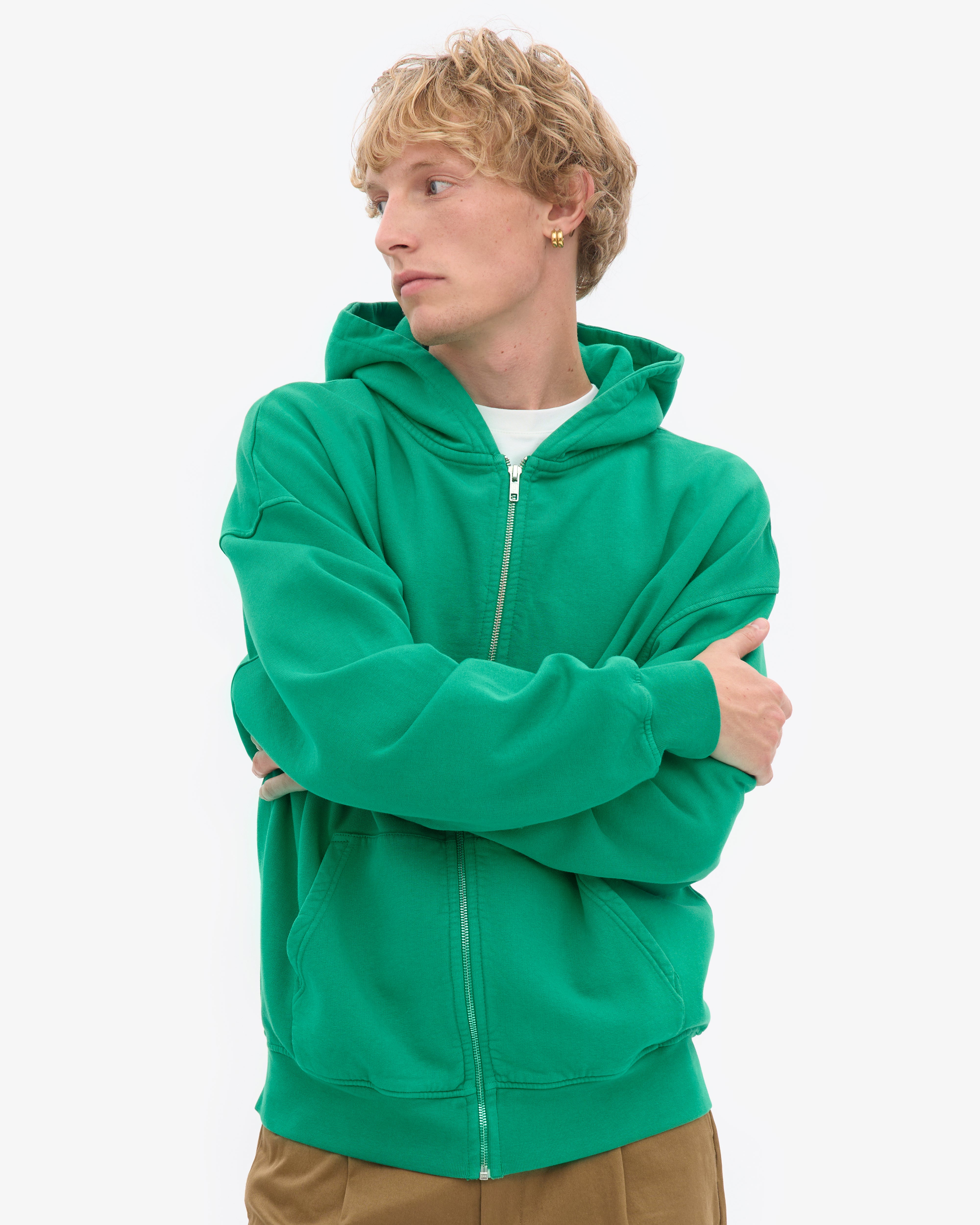 Organic Oversized Zip Hood - Kelly Green