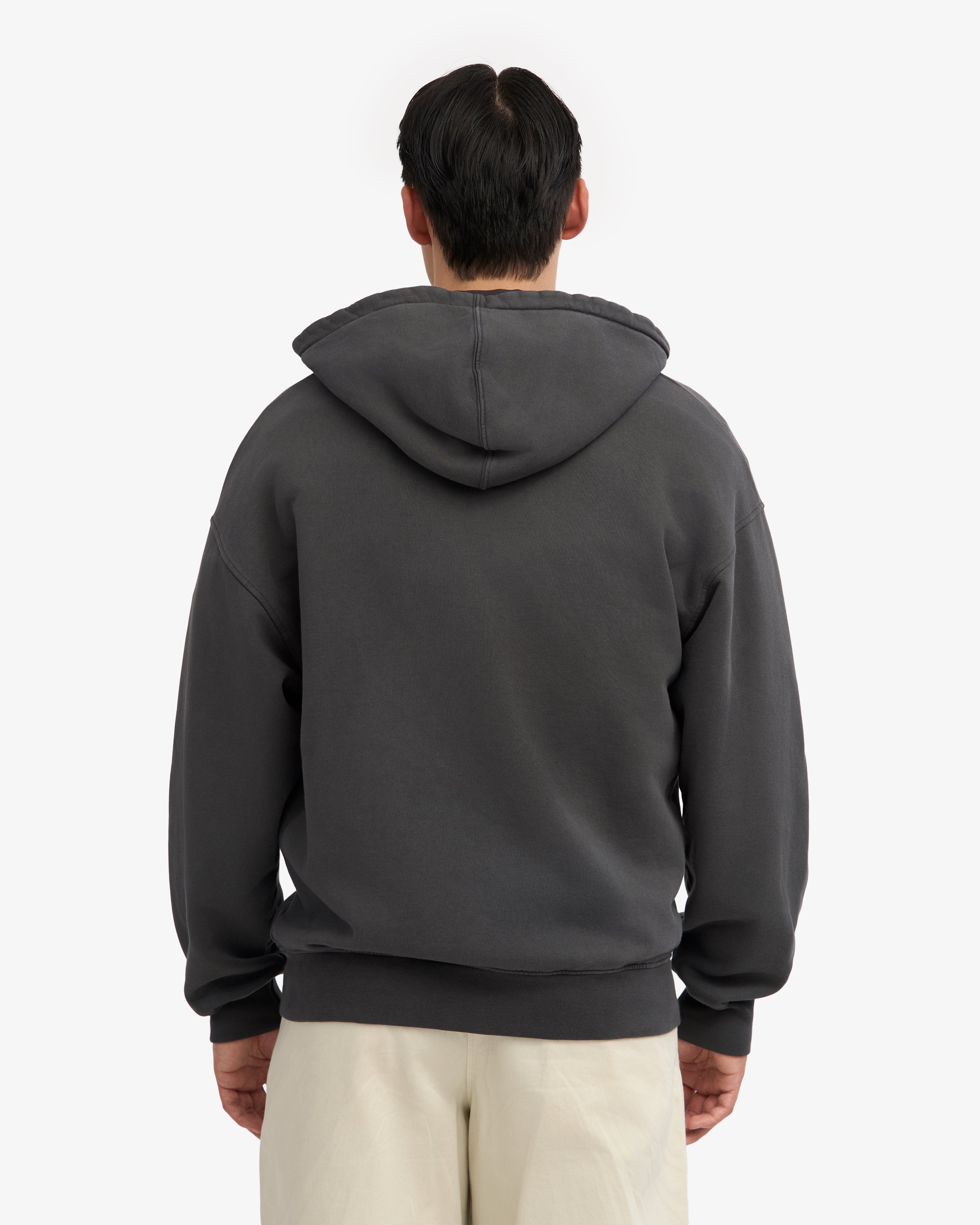 Organic Oversized Zip Hood - Lava Grey