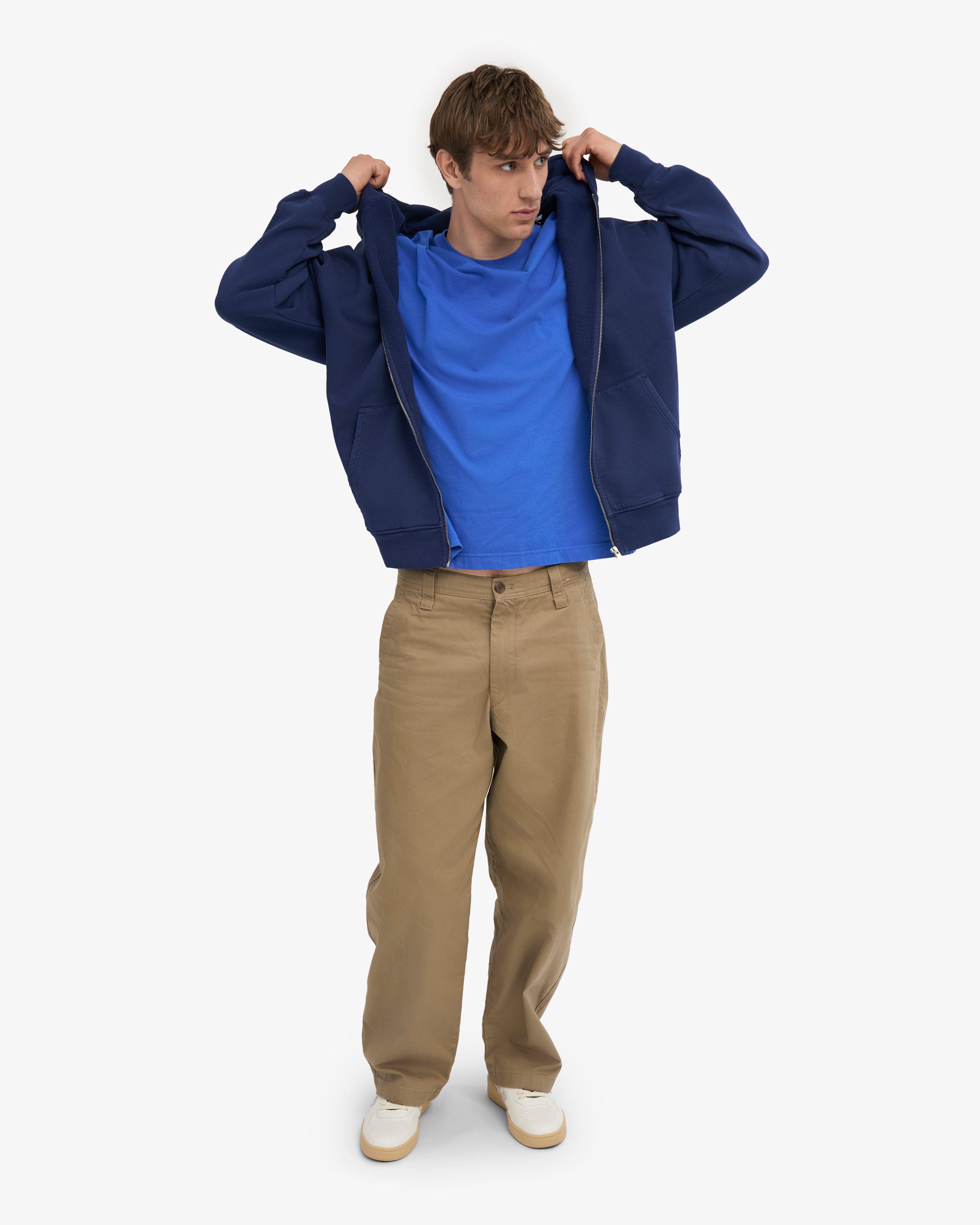 Organic Oversized Zip Hood - Marine Blue