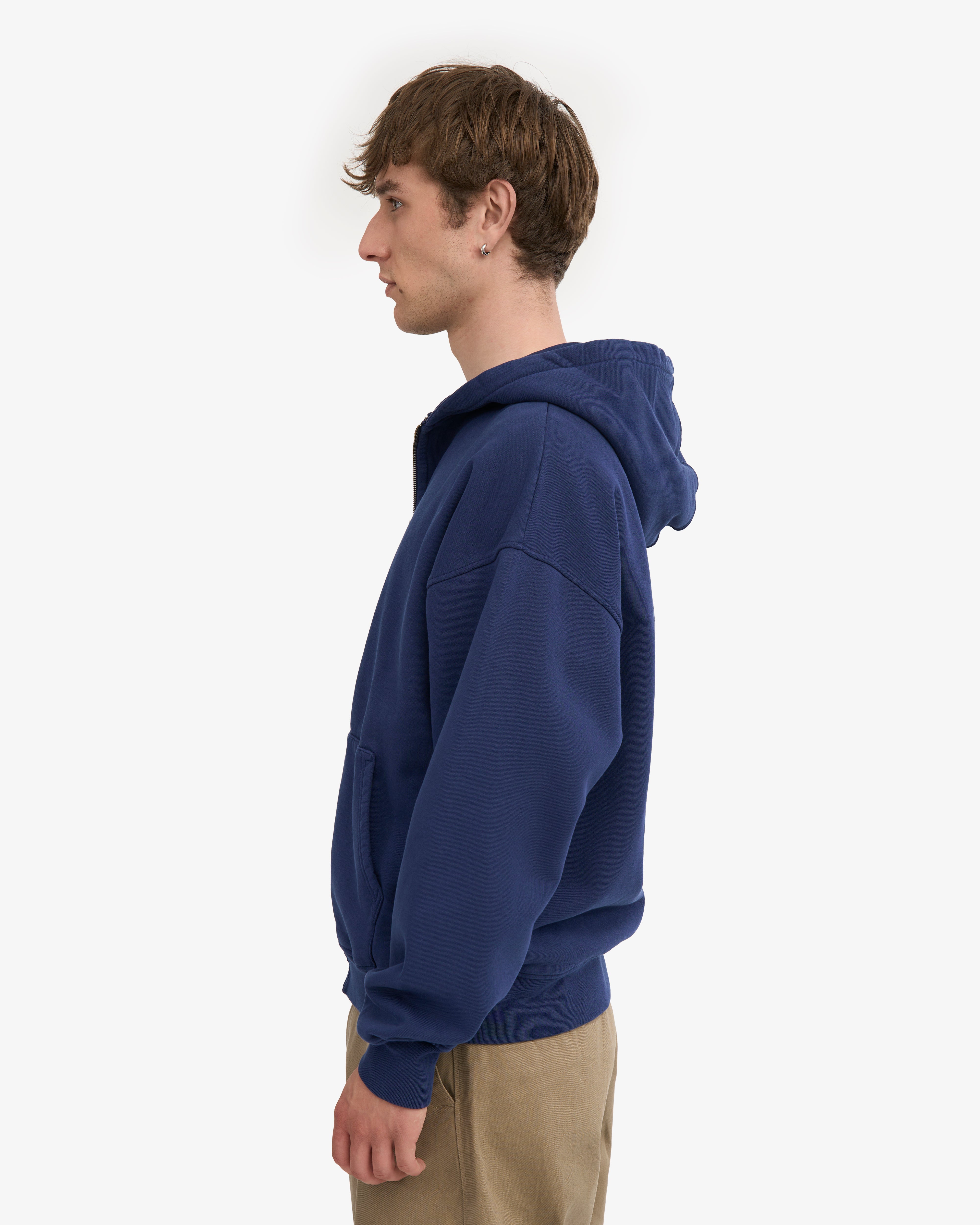 Organic Oversized Zip Hood - Marine Blue