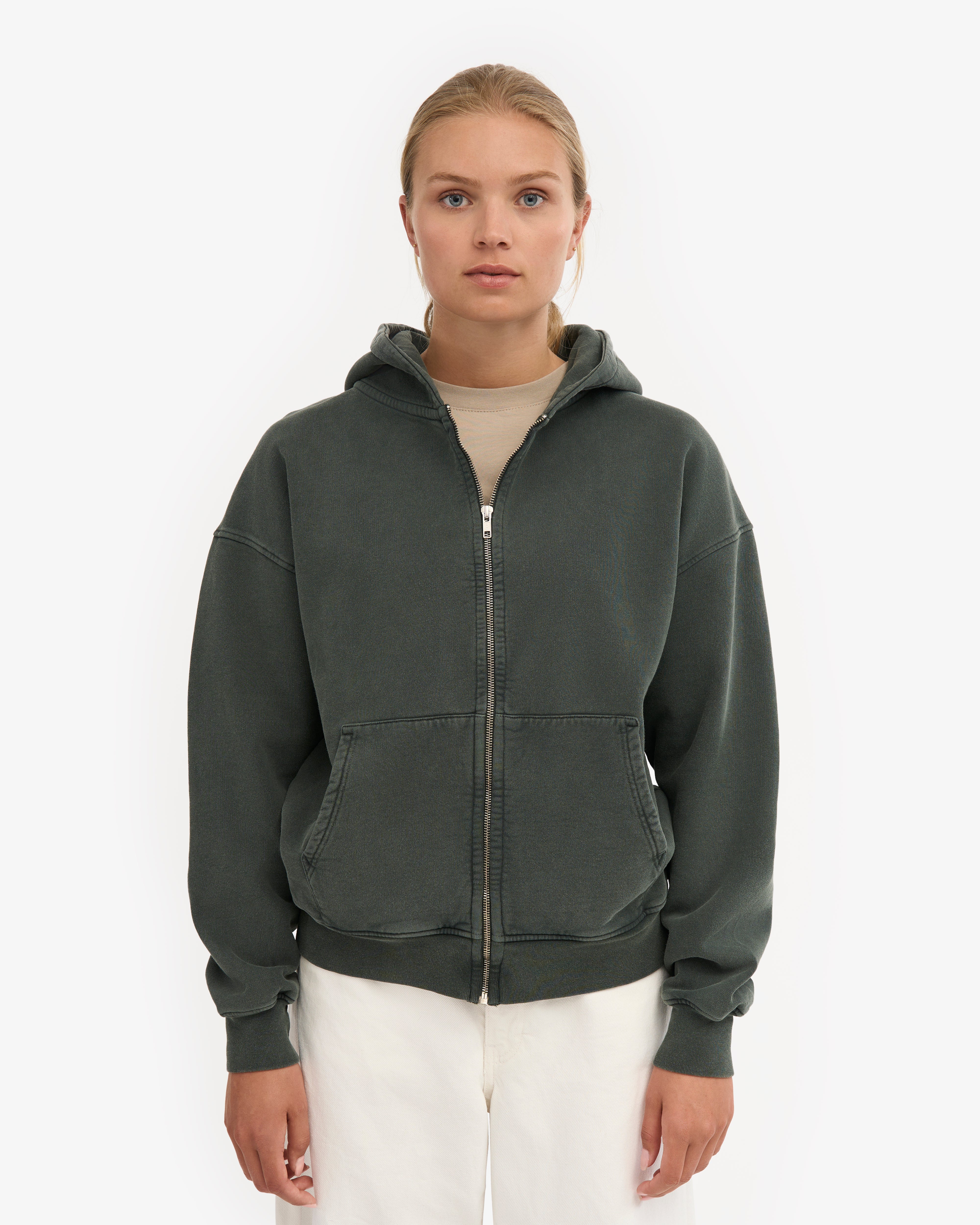 Organic Oversized Zip Hood - Midnight Forest