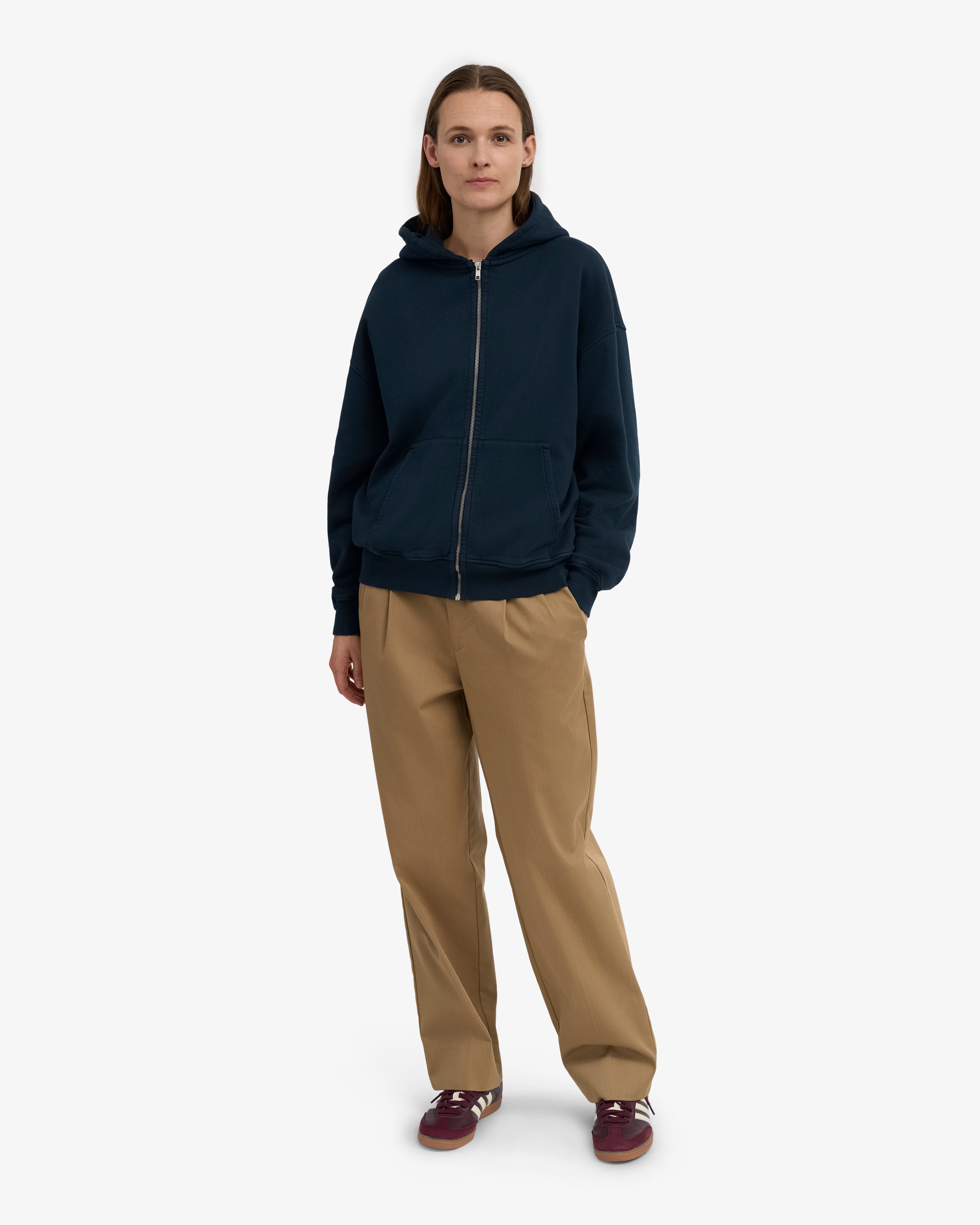 Organic Oversized Zip Hood - Navy Blue