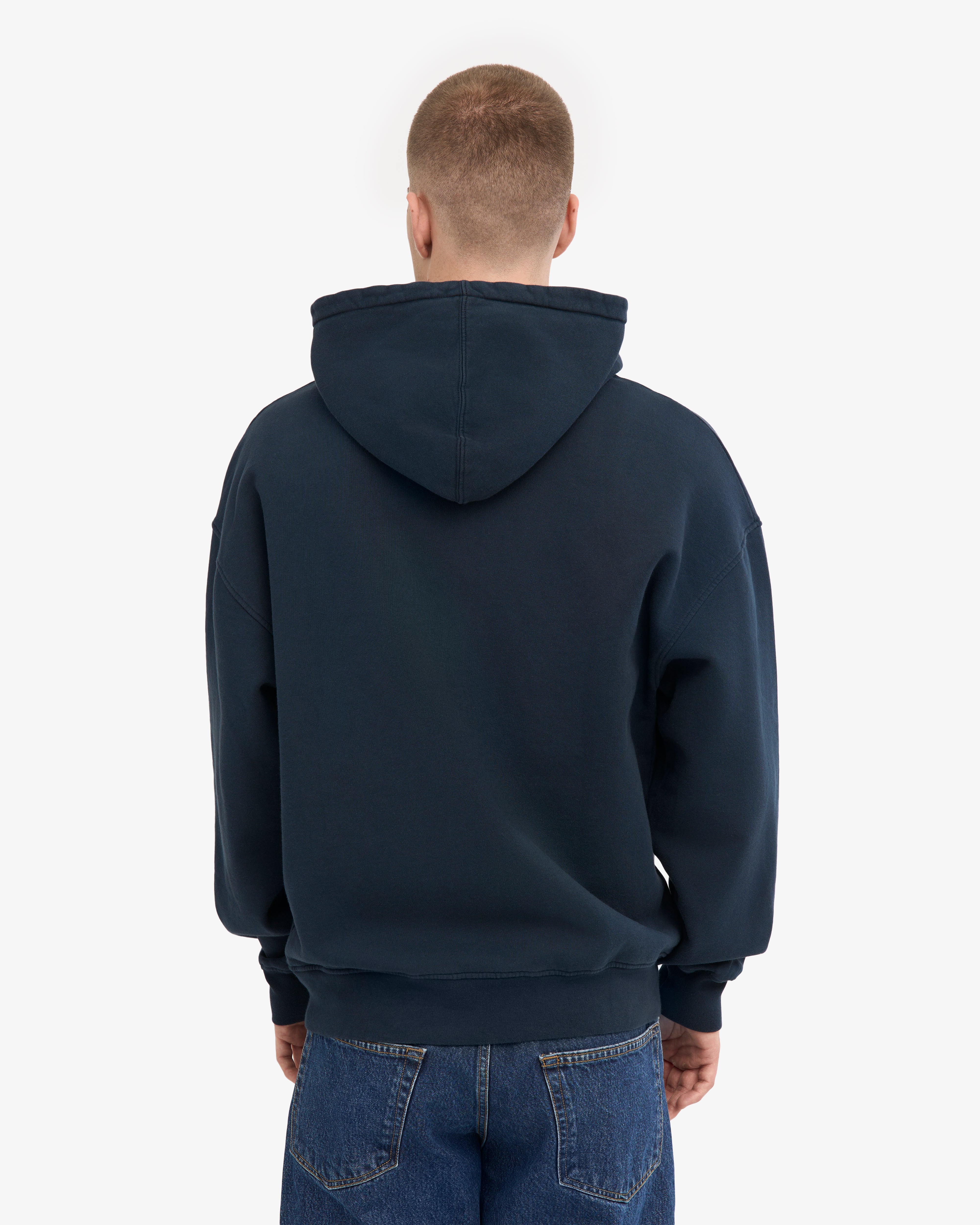 Organic Oversized Zip Hood - Navy Blue