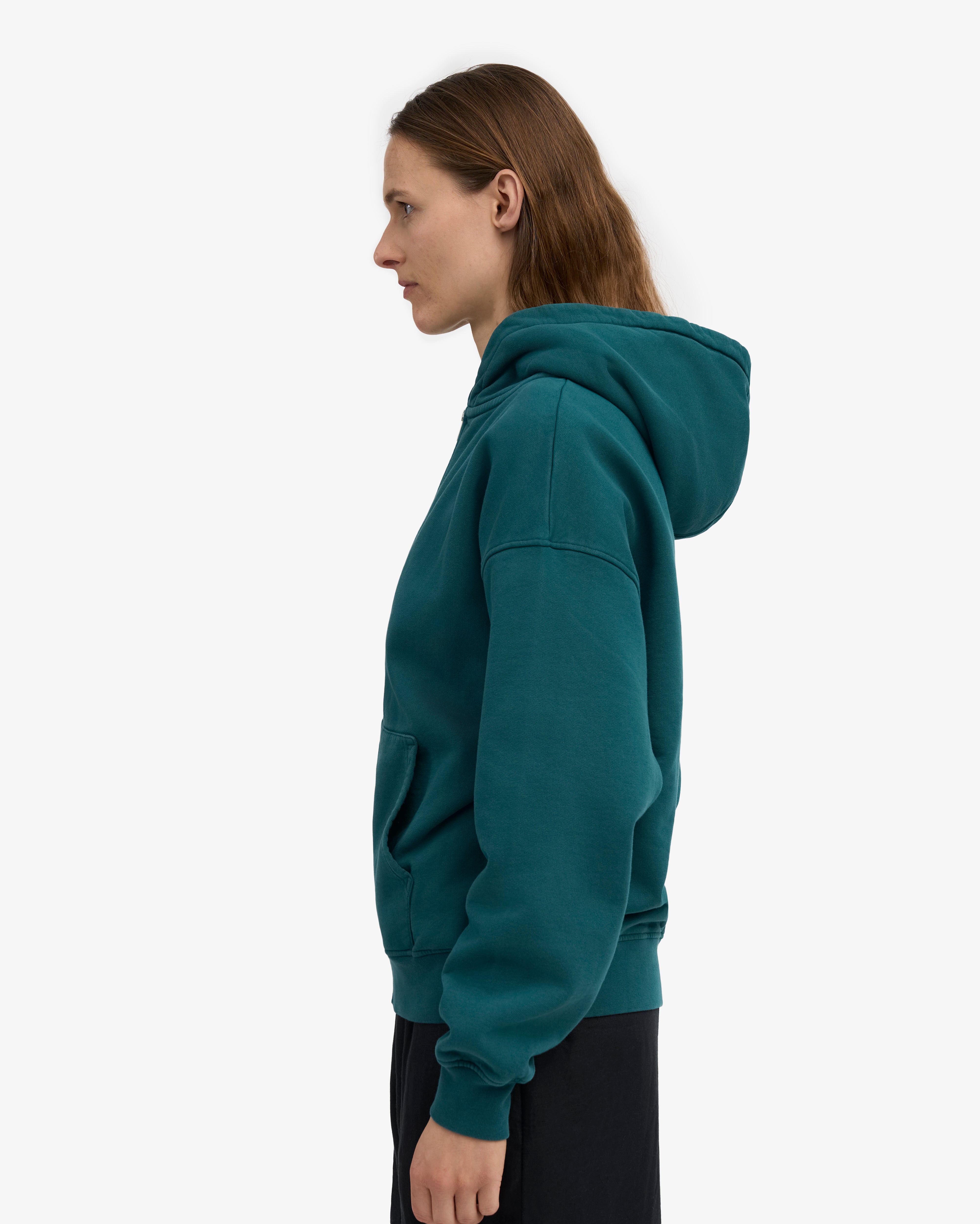 Organic Oversized Zip Hood - Ocean Green