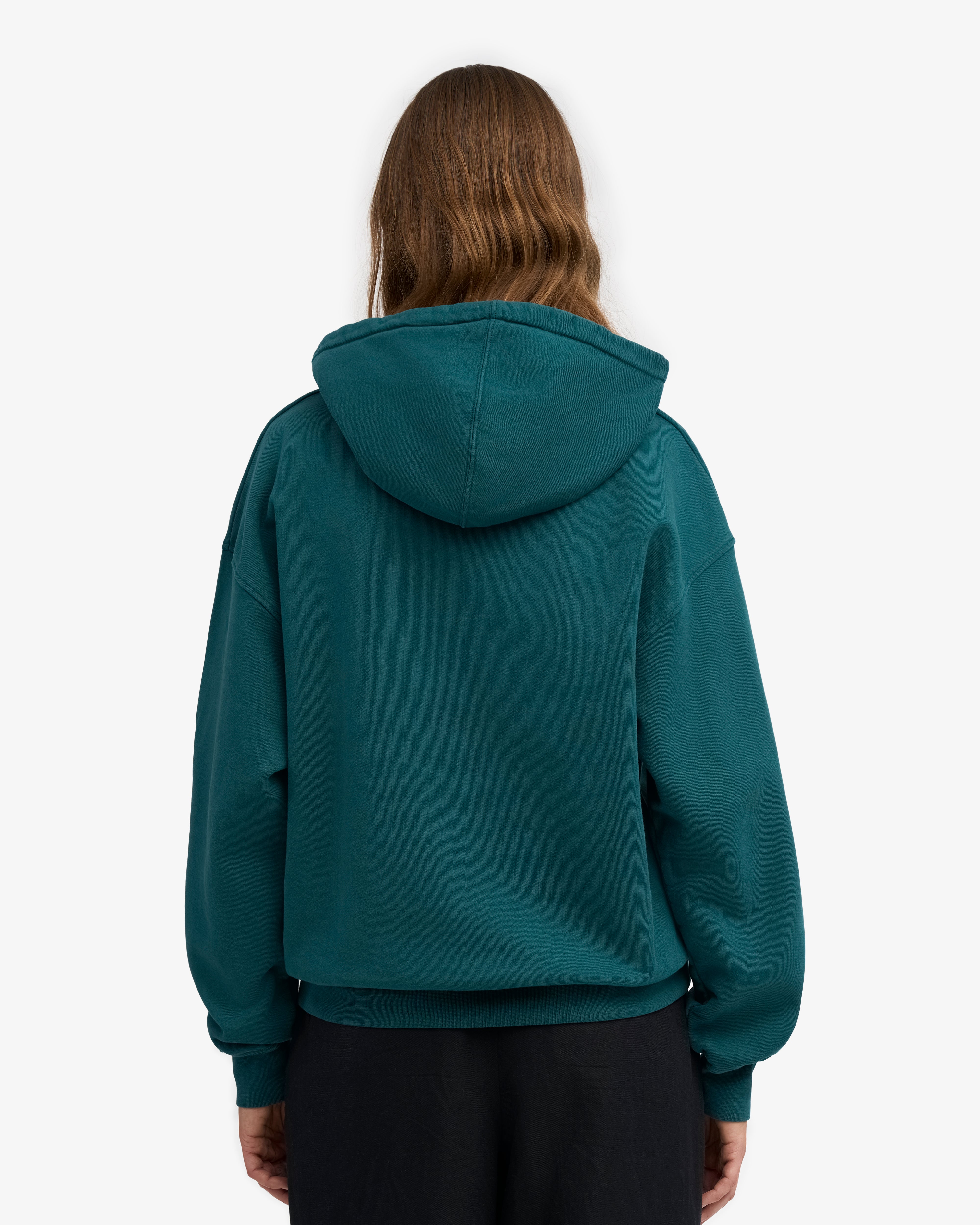 Organic Oversized Zip Hood - Ocean Green
