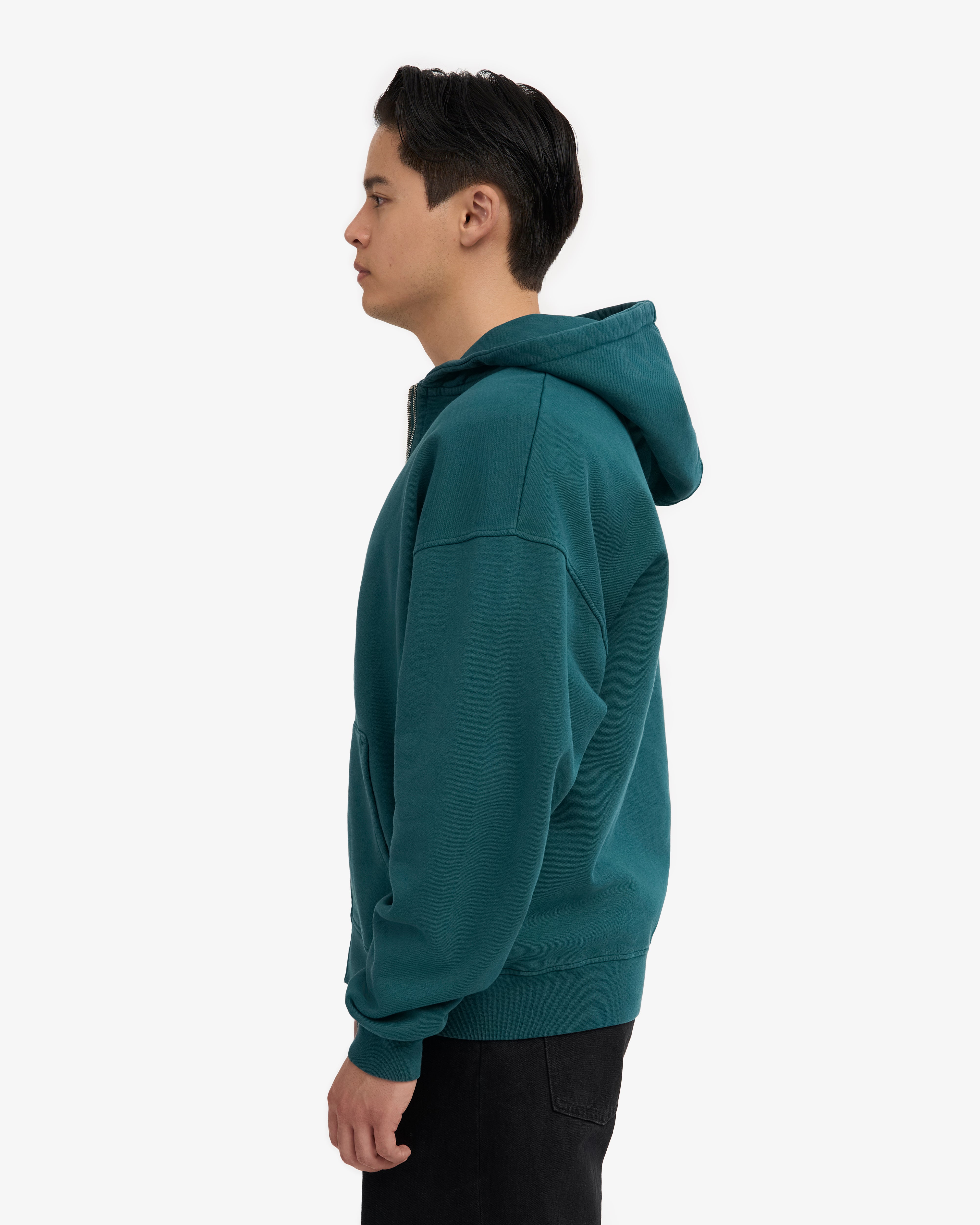 Organic Oversized Zip Hood - Ocean Green