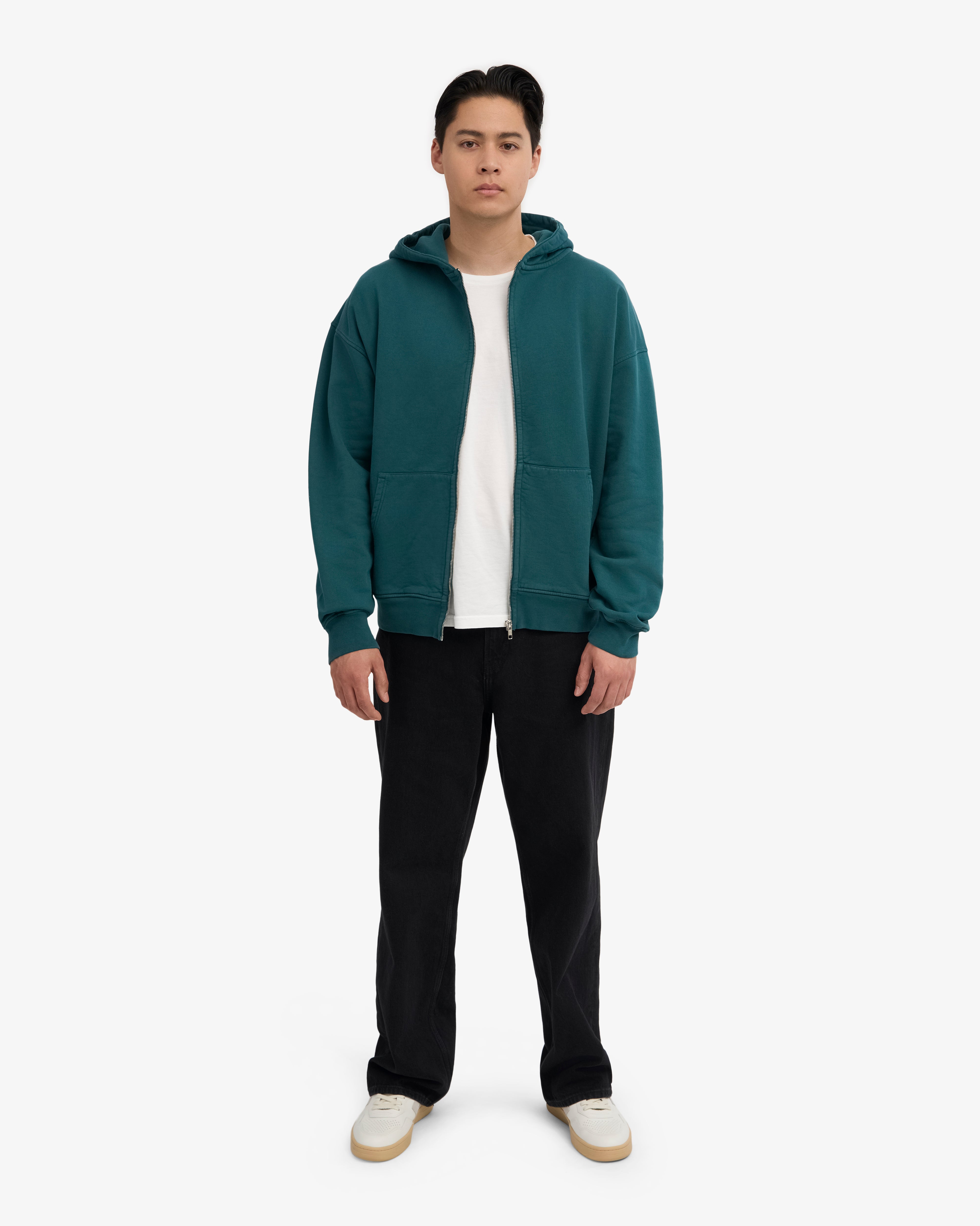 Organic Oversized Zip Hood - Ocean Green