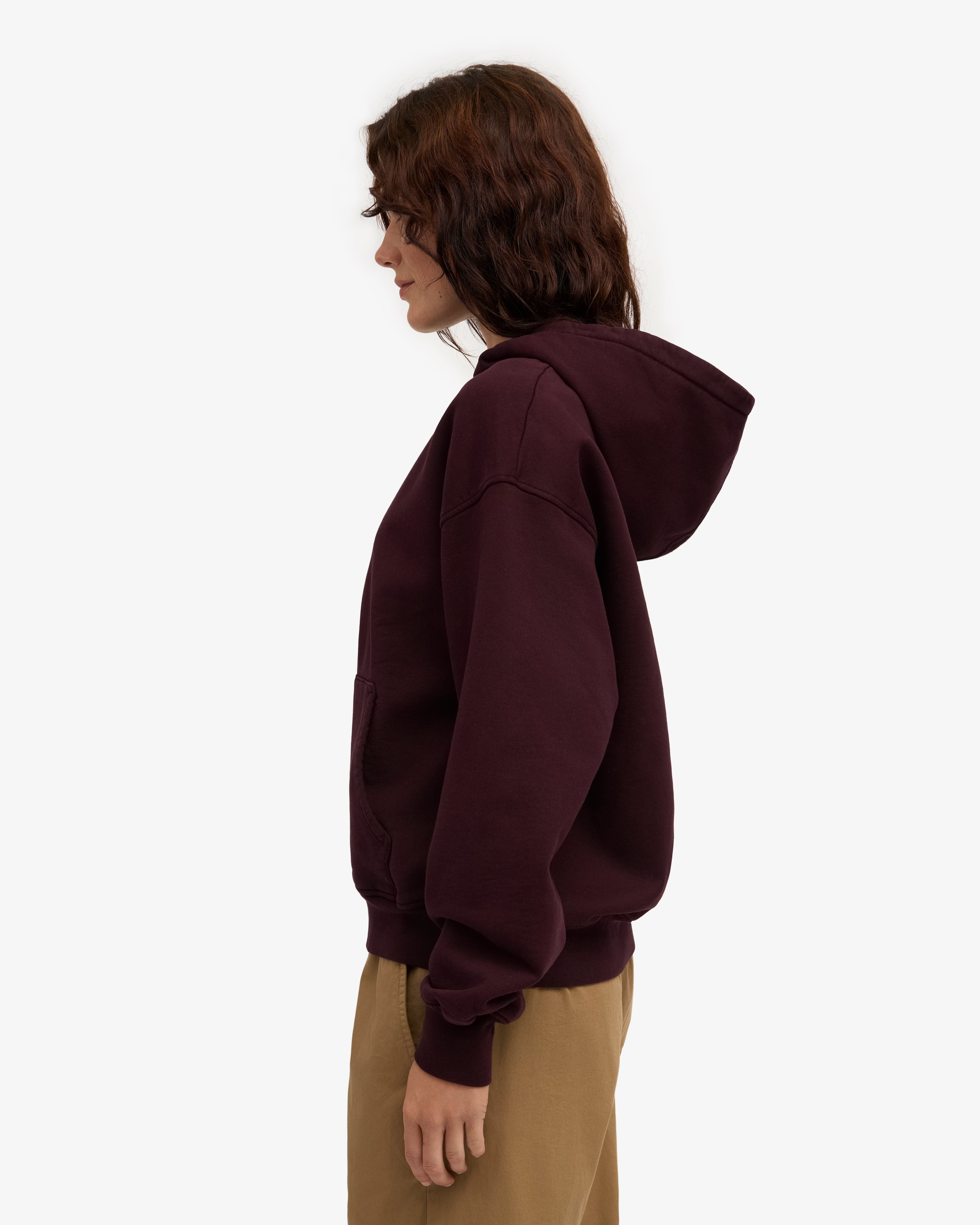 Organic Oversized Zip Hood - Oxblood Red