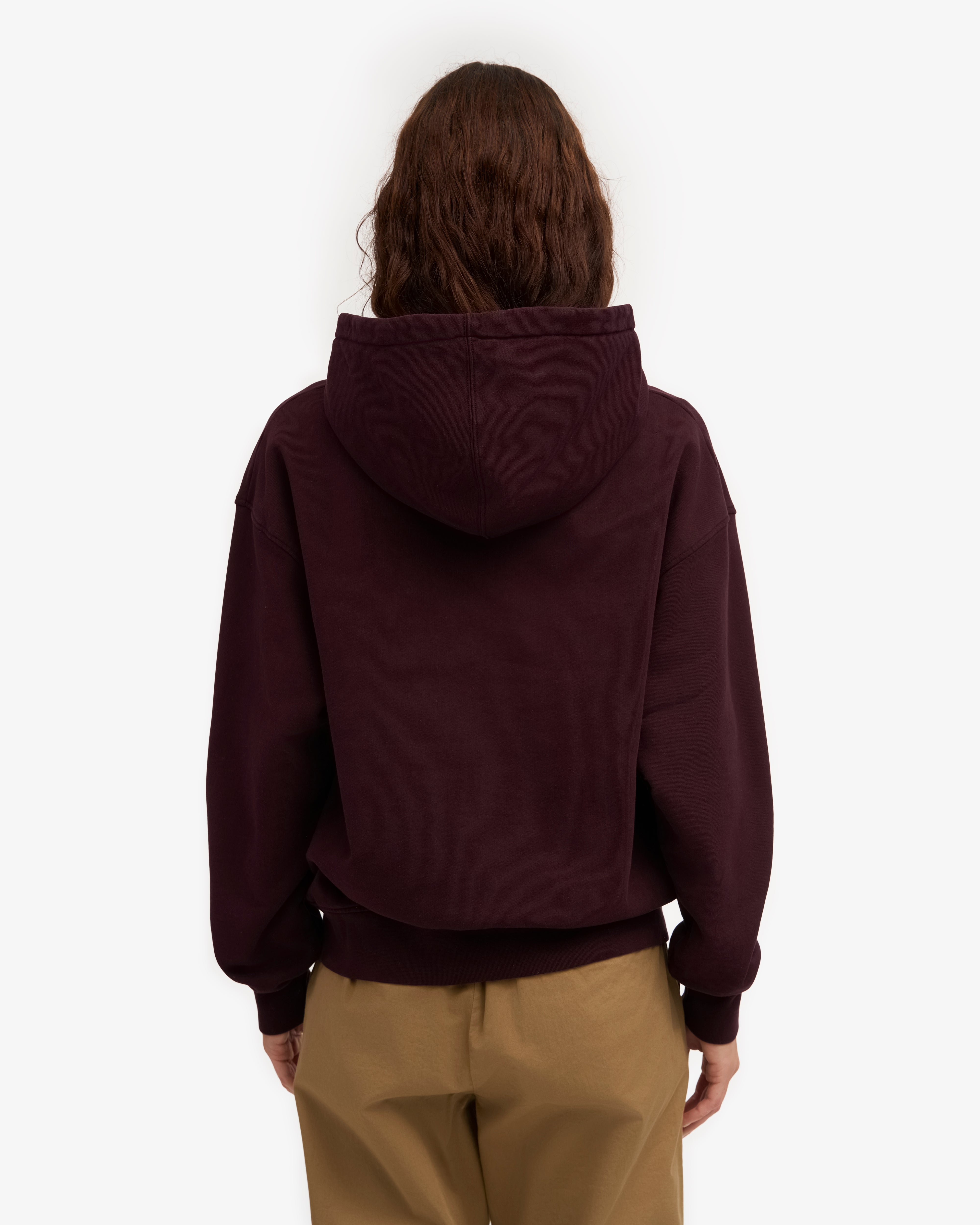 Organic Oversized Zip Hood - Oxblood Red