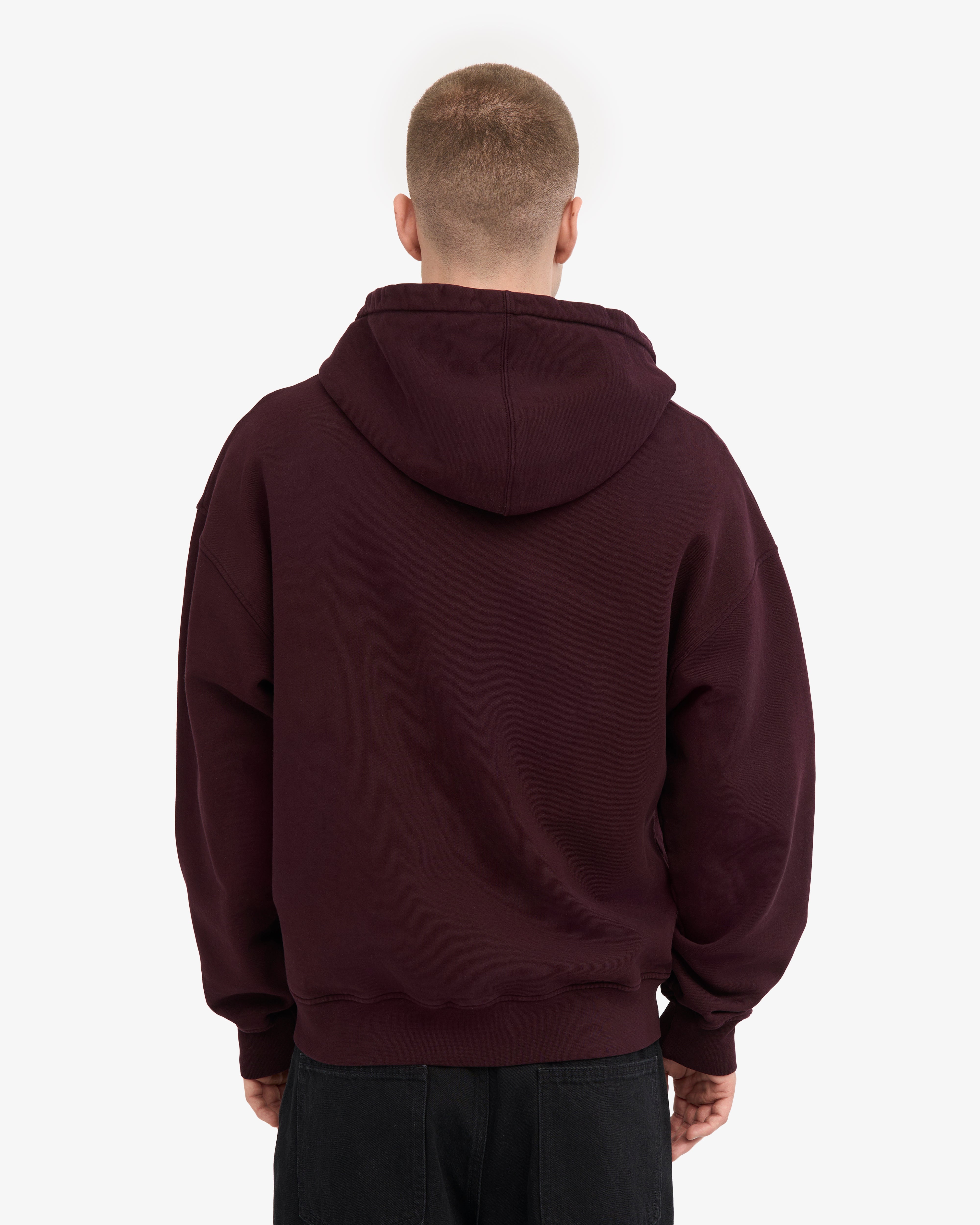 Organic Oversized Zip Hood - Oxblood Red