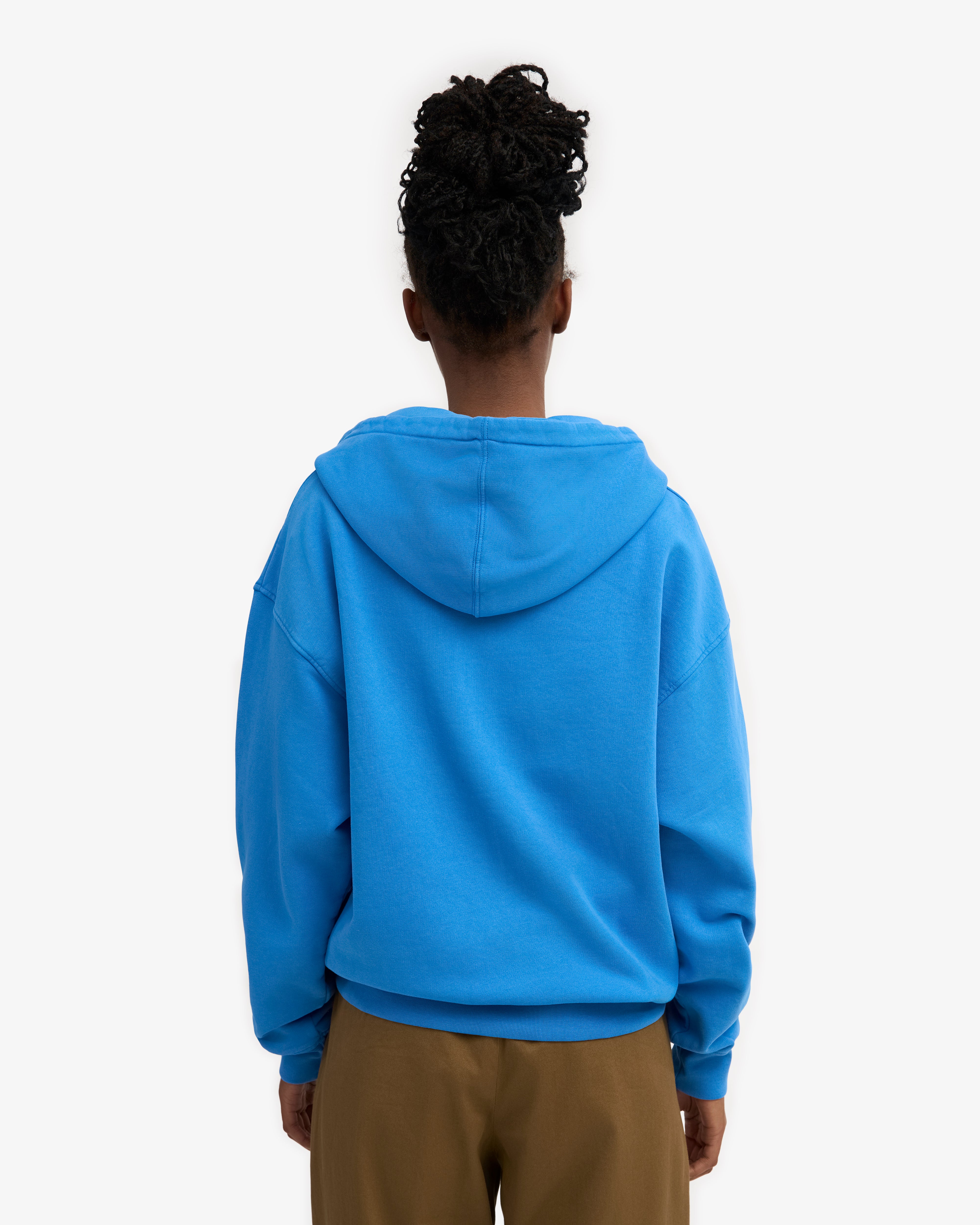 Organic Oversized Zip Hood - Pacific Blue