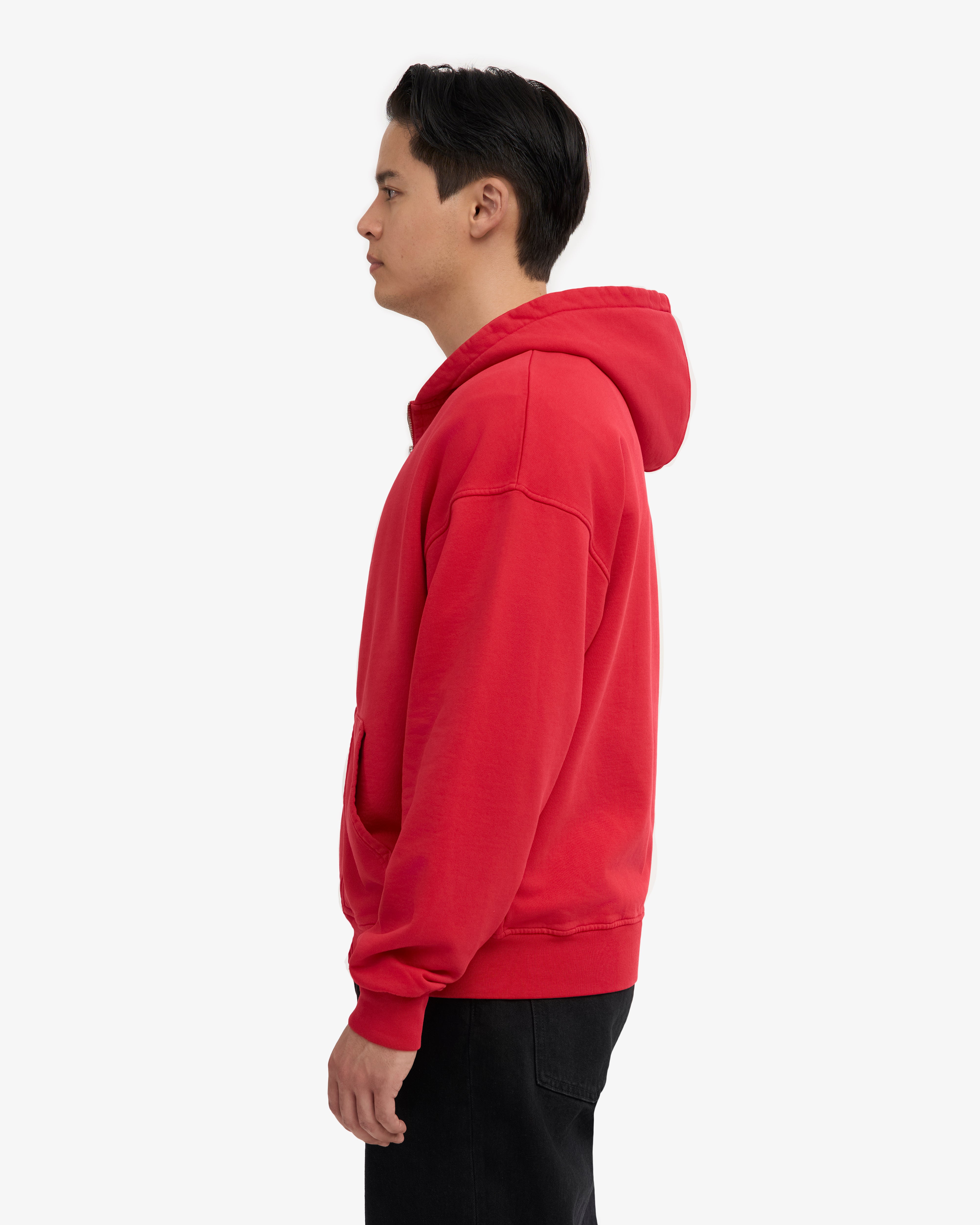 Organic Oversized Zip Hood - Scarlet Red