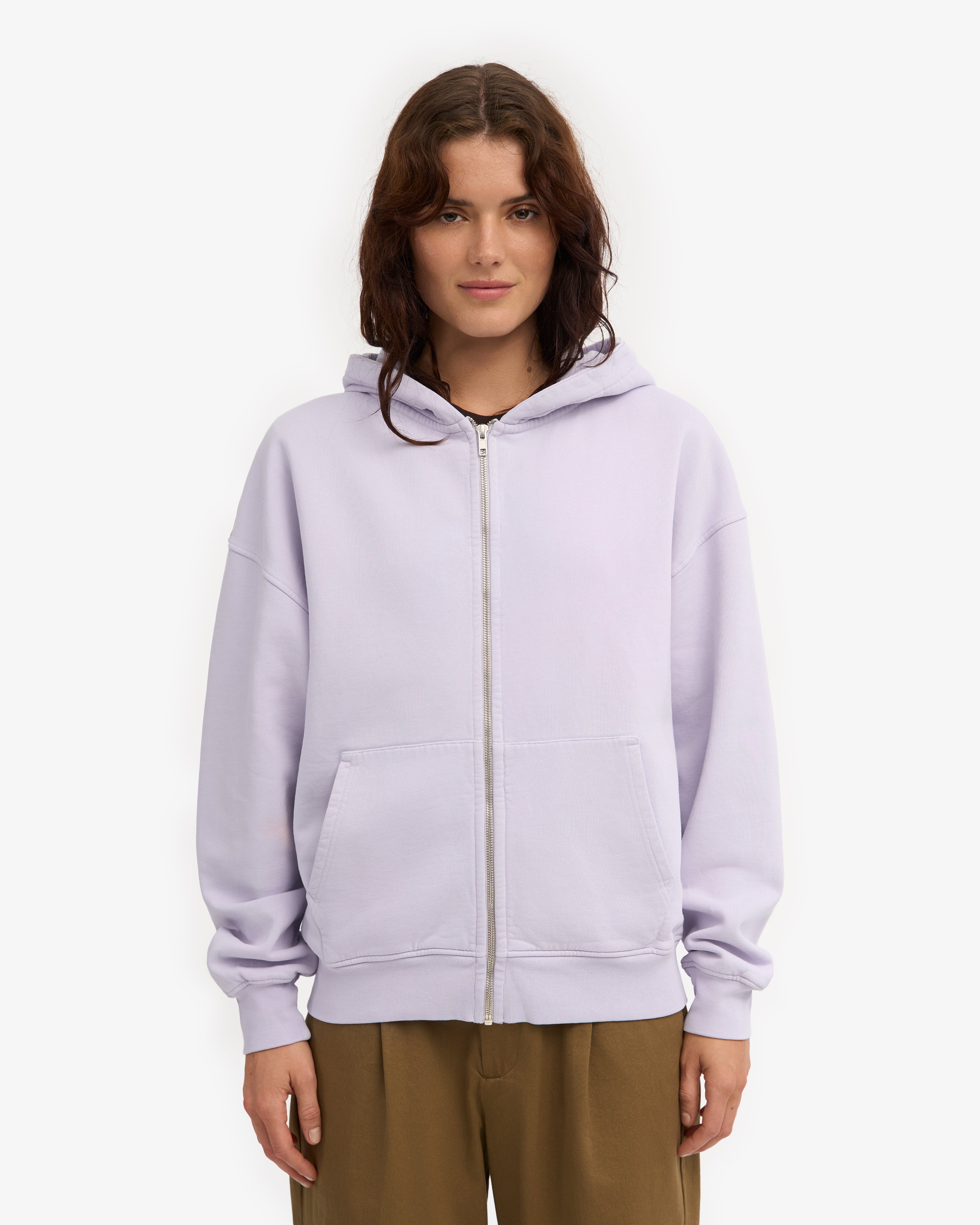 Organic Oversized Zip Hood - Soft Lavender